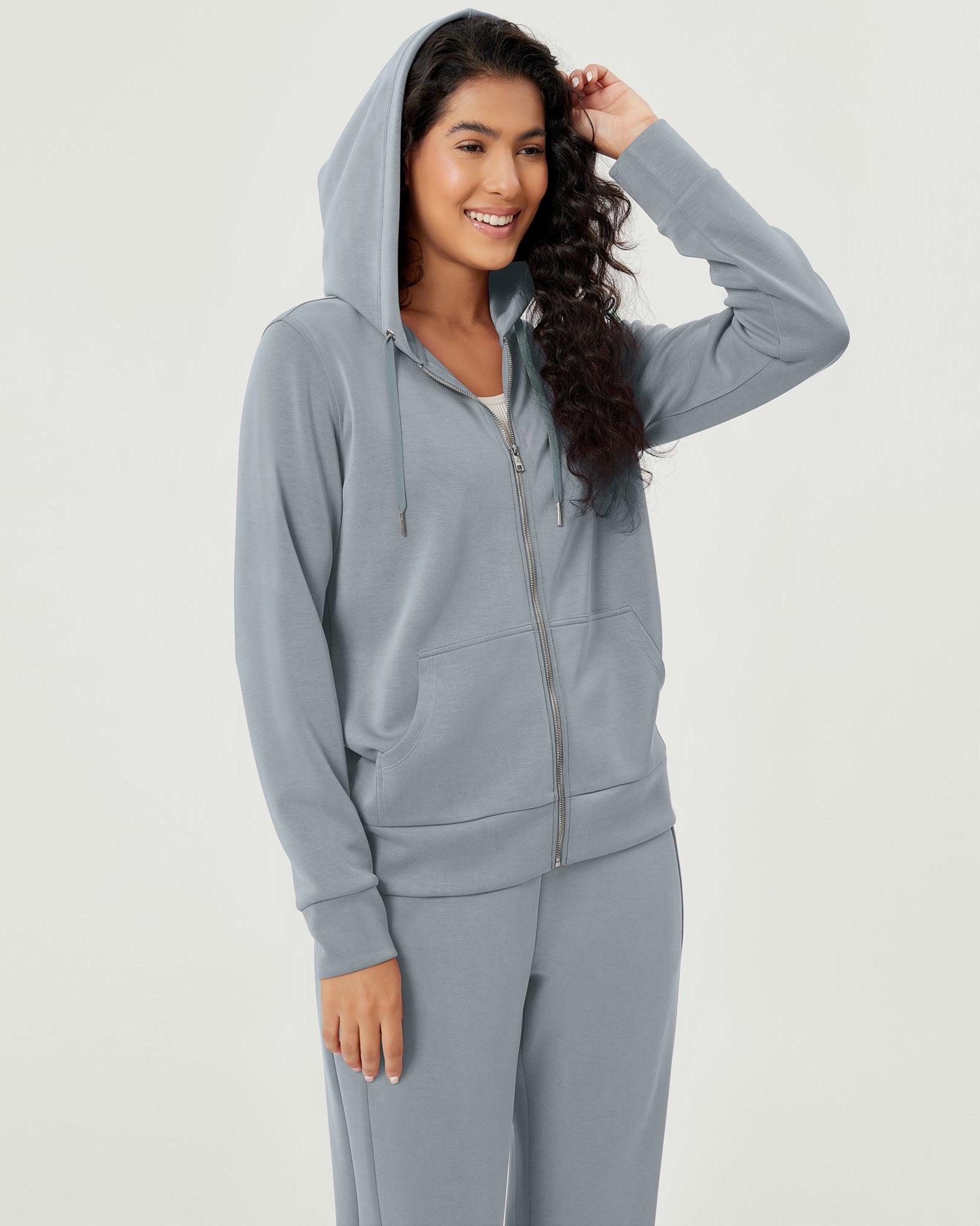 Modal Soft Full-Zip Hoodies Casual Jacket with Pockets - ododos