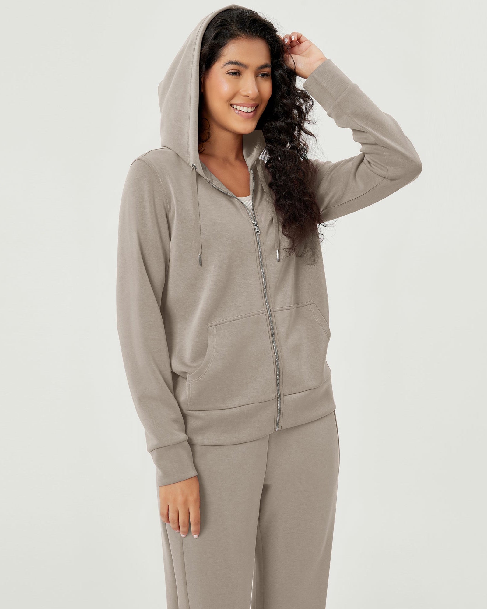 Modal Soft Full-Zip Hoodies Casual Jacket with Pockets - ododos