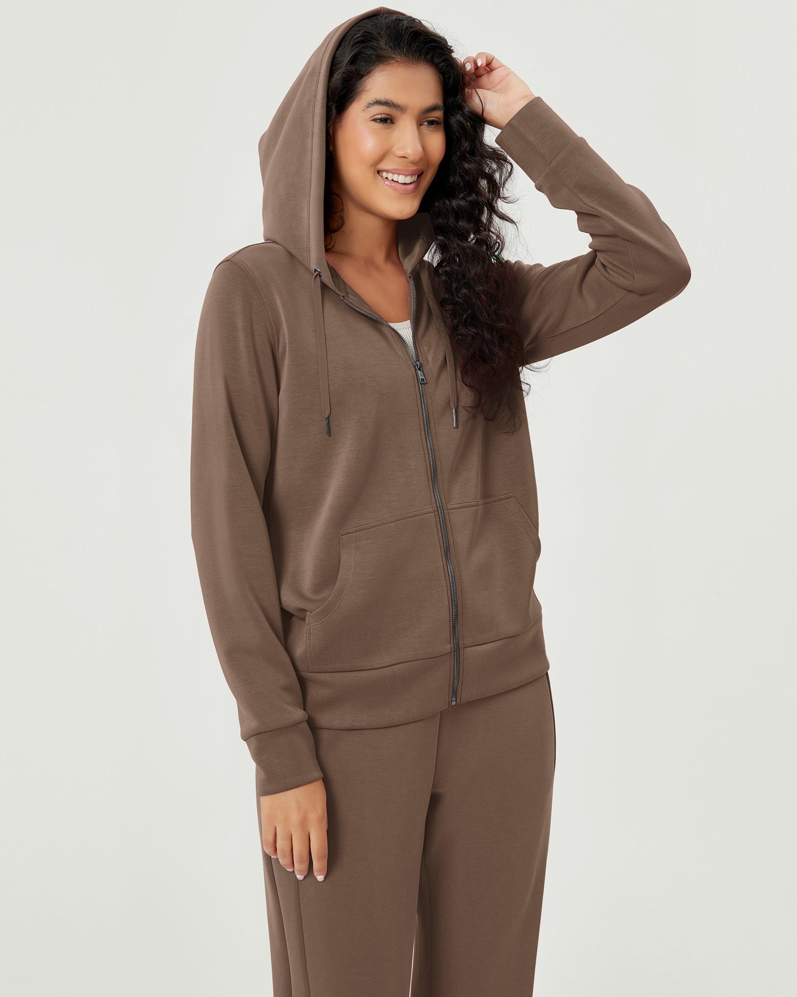 Modal Soft Full-Zip Hoodies Casual Jacket with Pockets - ododos