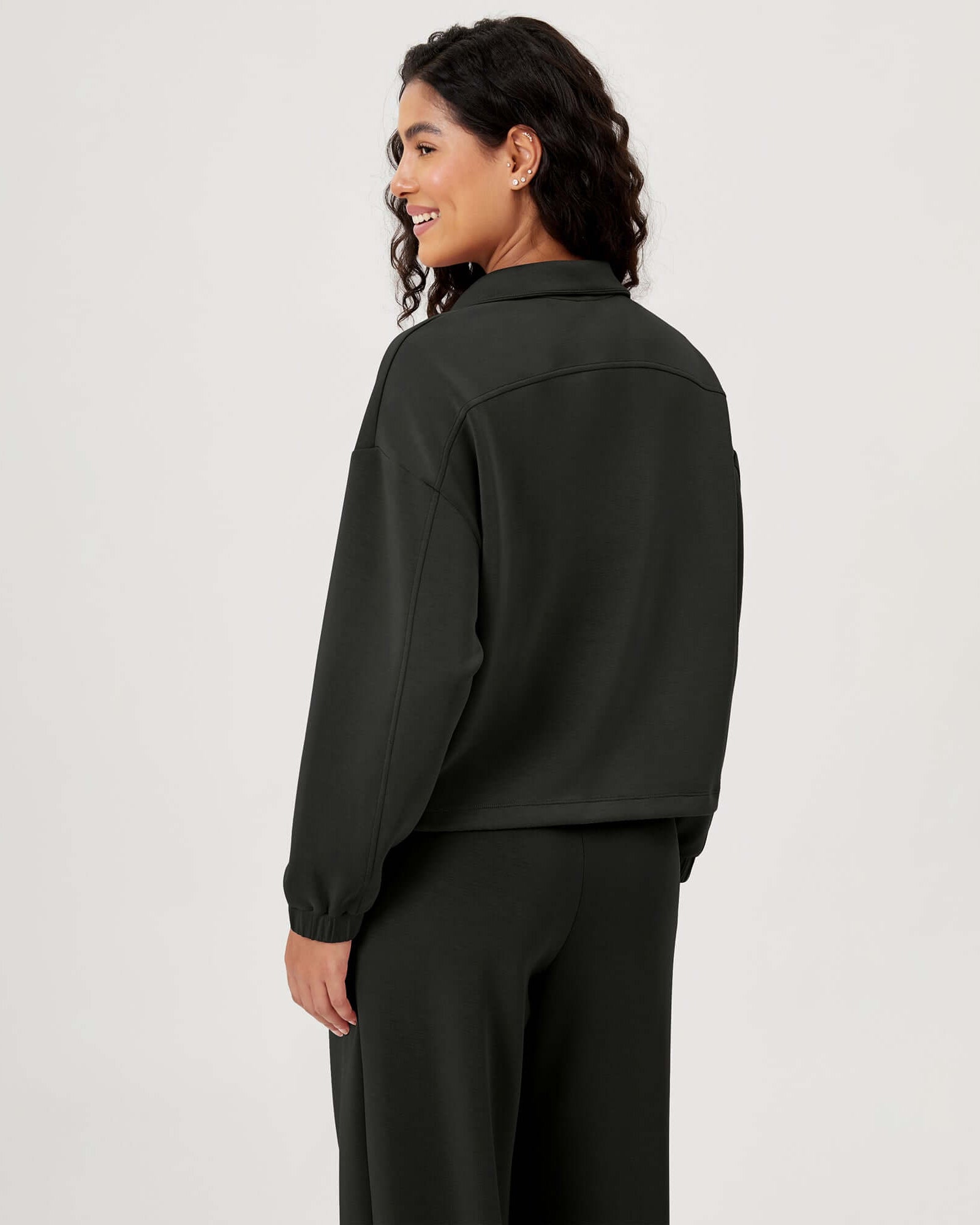 Modal Soft Cinchable Half Zipper Funnel Neck Oversize Pullover - ododos