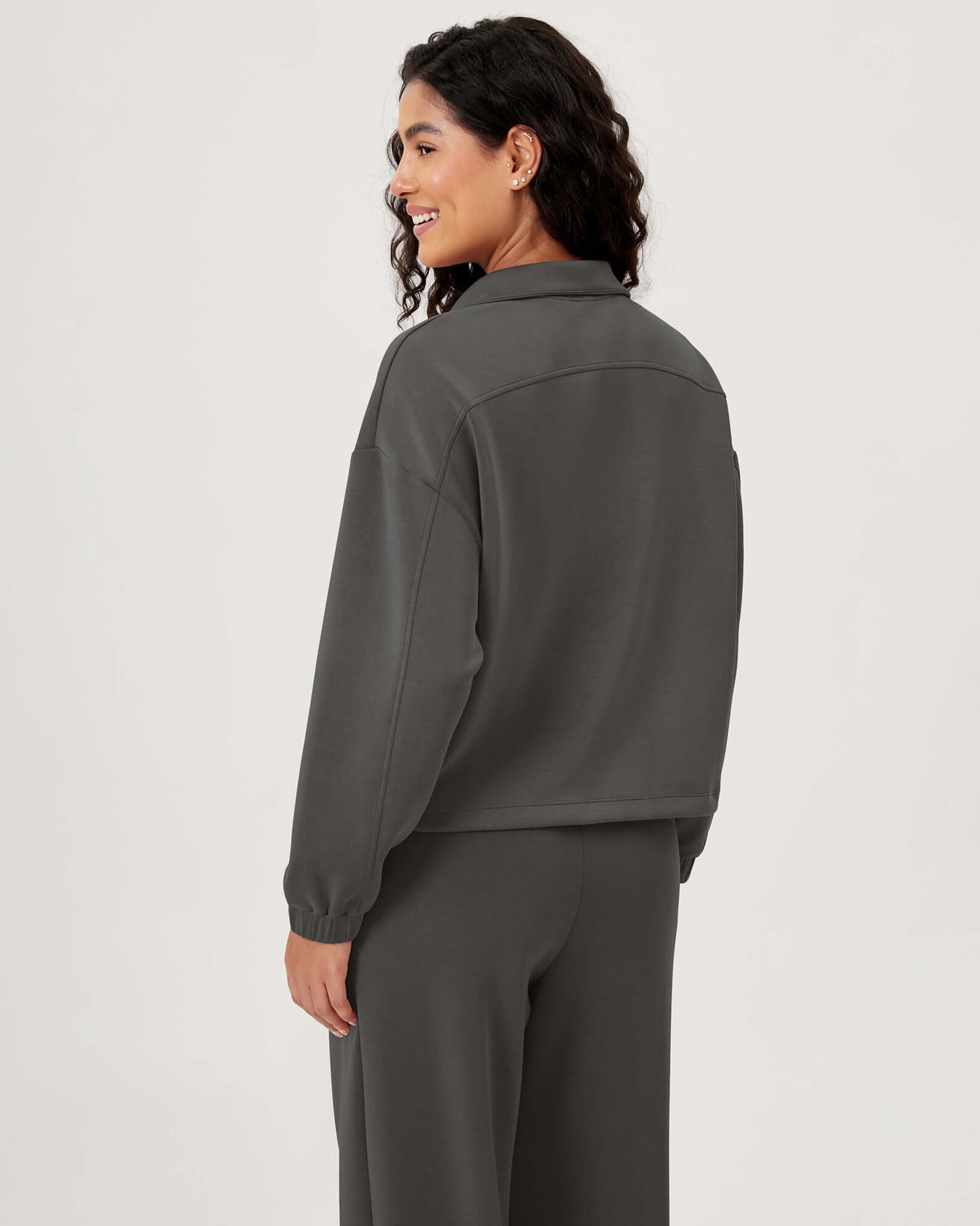 Modal Soft Cinchable Half Zipper Funnel Neck Oversize Pullover - ododos