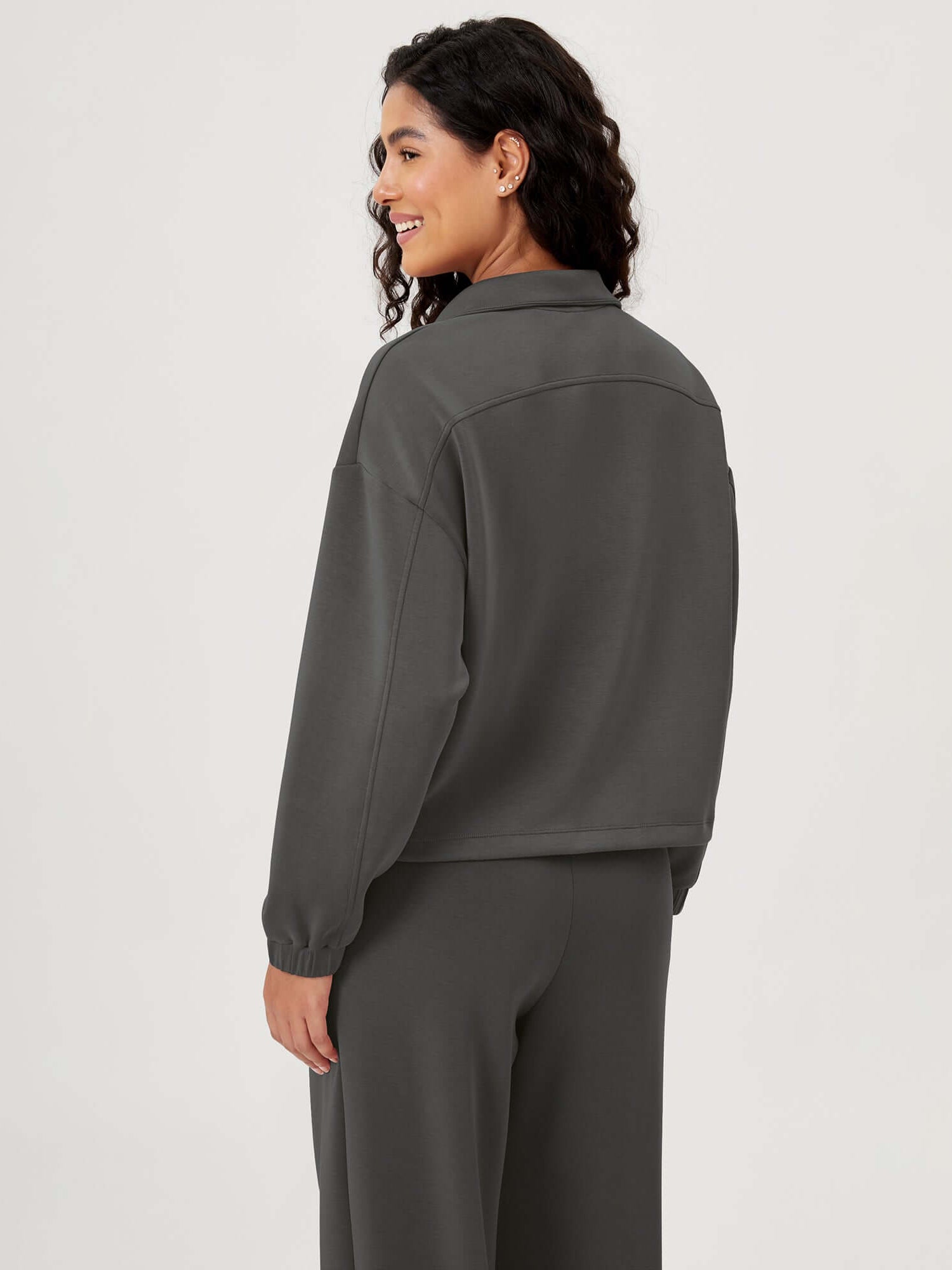 Modal Soft Cinchable Half Zipper Funnel Neck Oversize Pullover - ododos