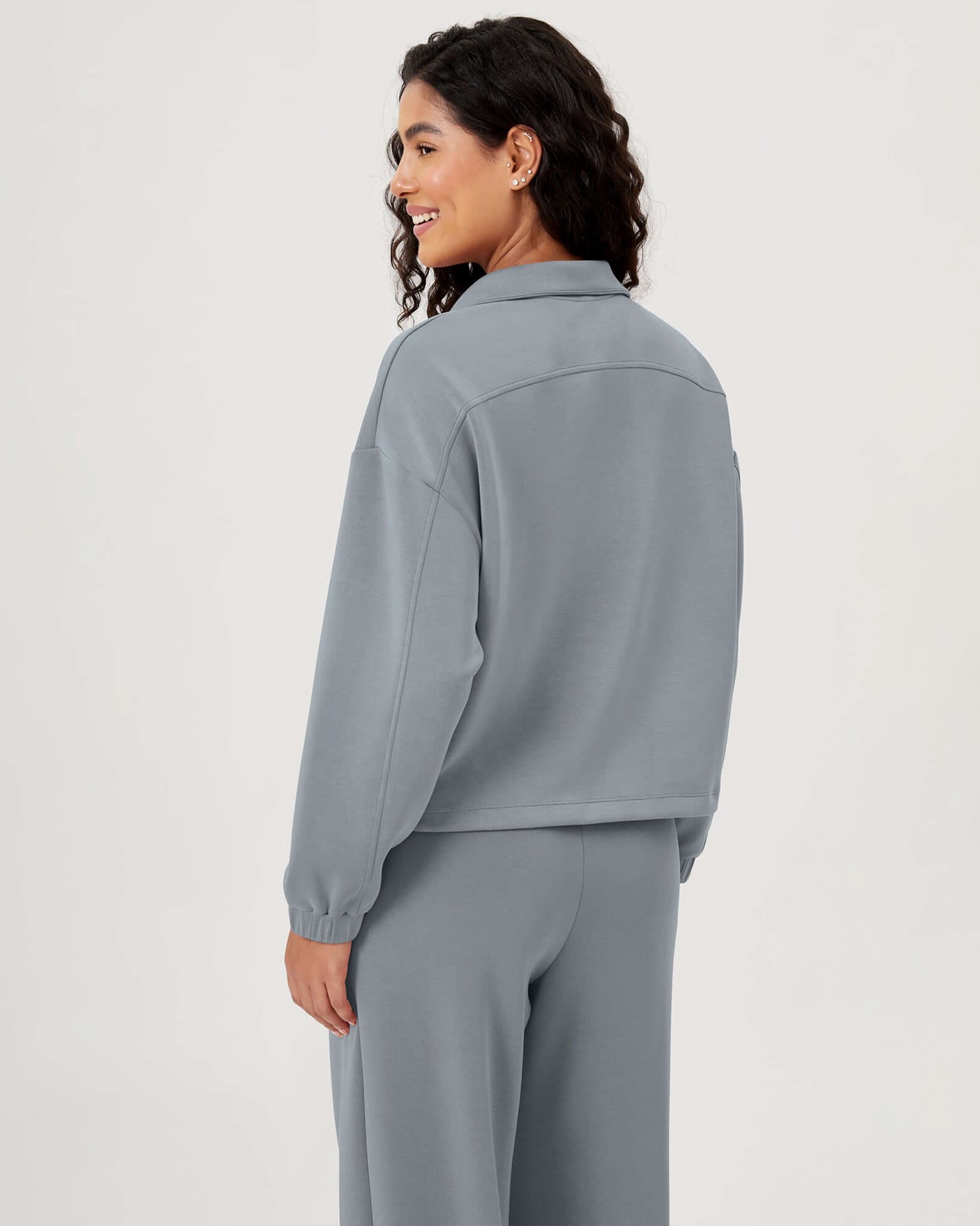 Modal Soft Cinchable Half Zipper Funnel Neck Oversize Pullover - ododos