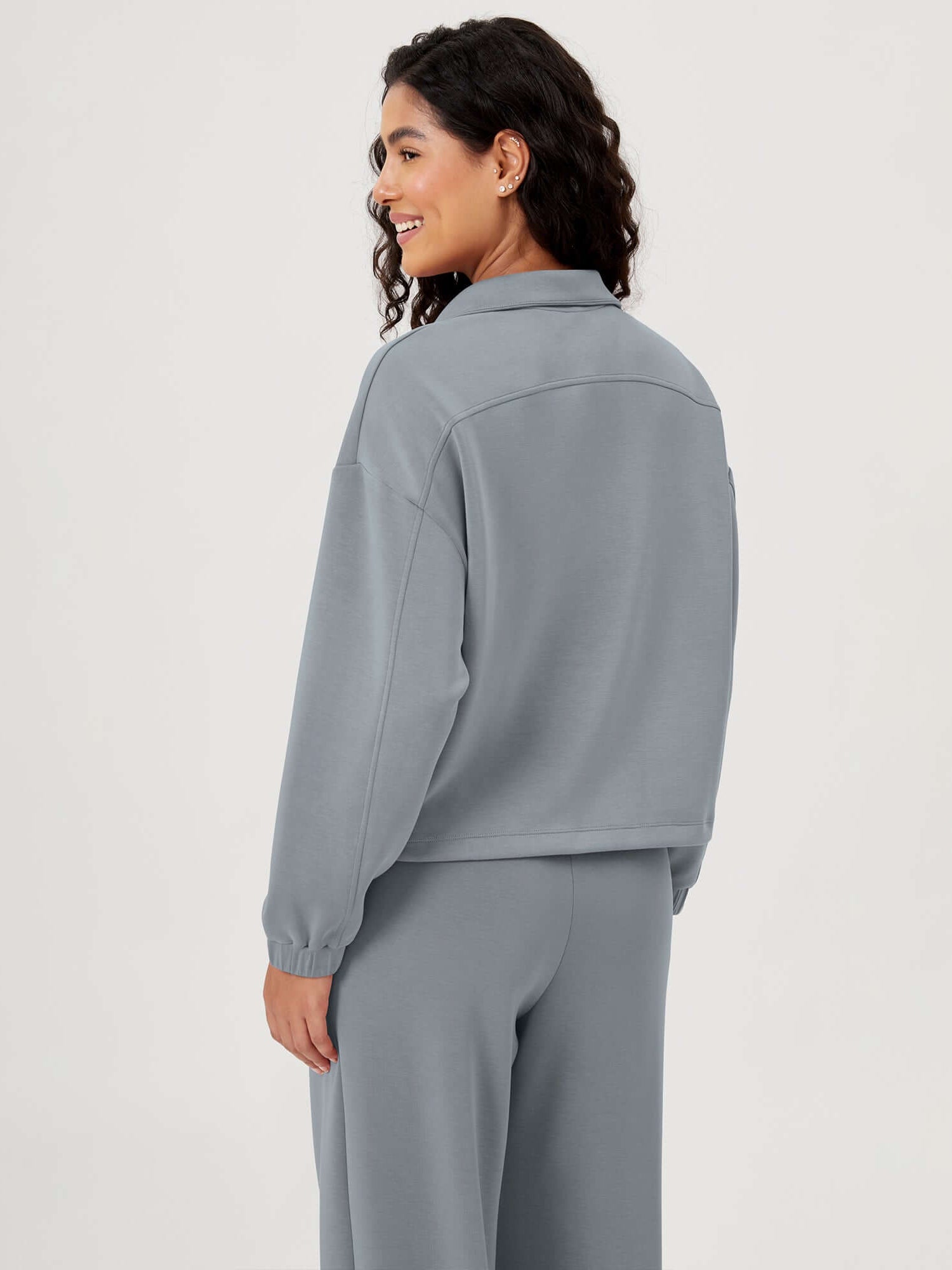 Modal Soft Cinchable Half Zipper Funnel Neck Oversize Pullover - ododos