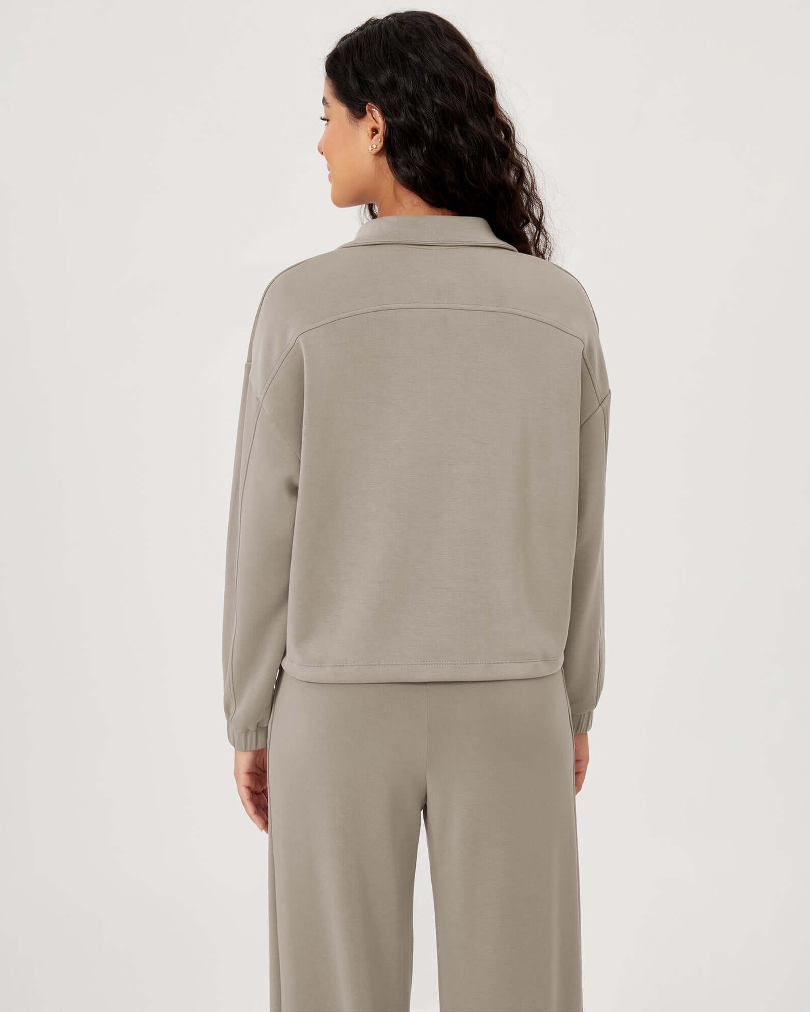 Modal Soft Cinchable Half Zipper Funnel Neck Oversize Pullover - ododos