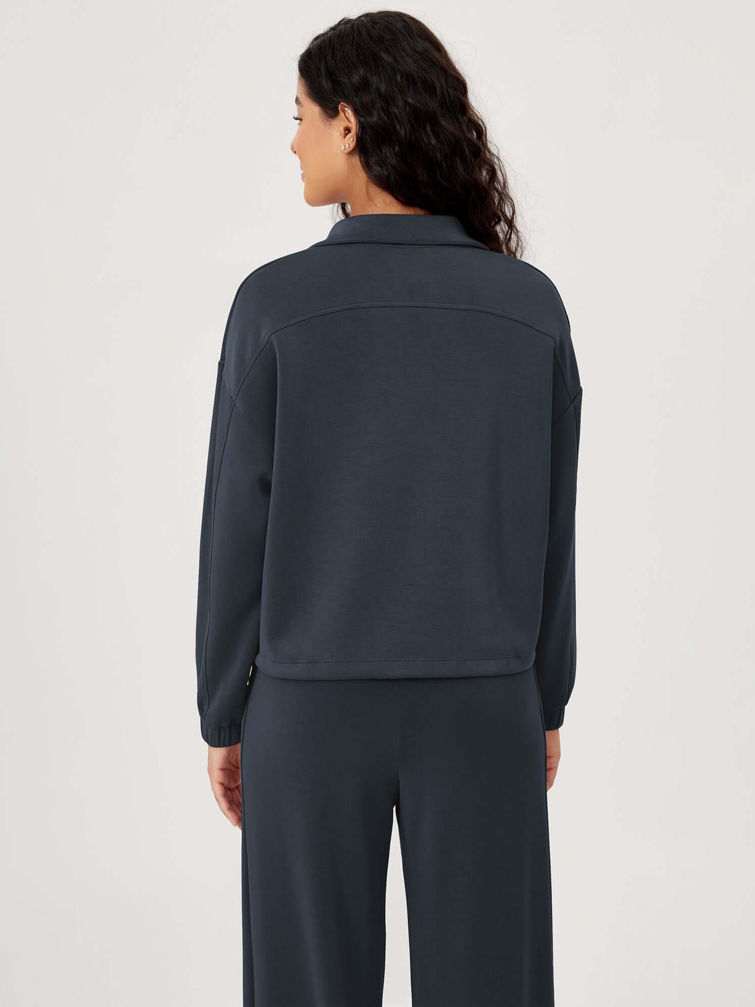 Modal Soft Cinchable Half Zipper Funnel Neck Oversize Pullover - ododos