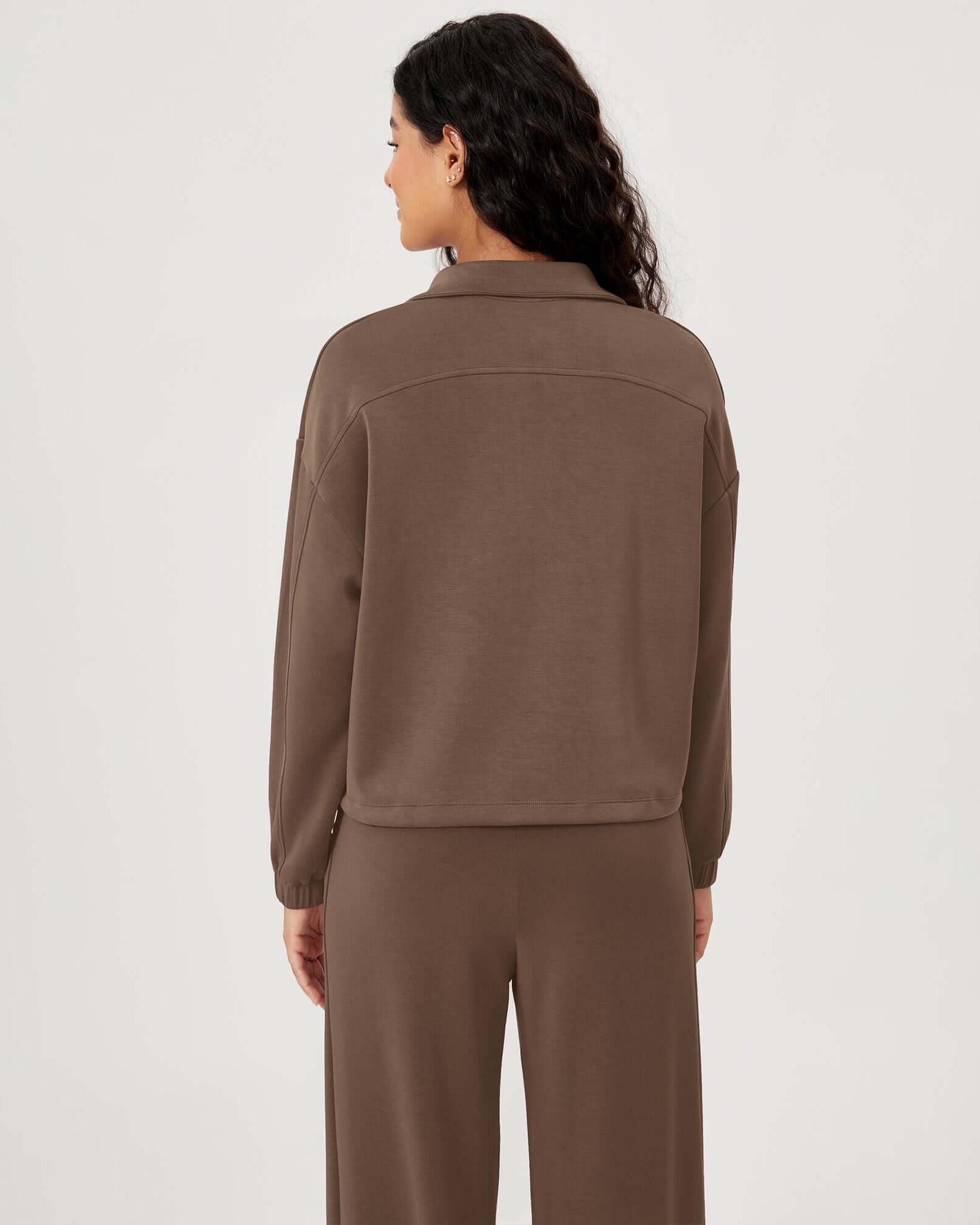 Modal Soft Cinchable Half Zipper Funnel Neck Oversize Pullover - ododos