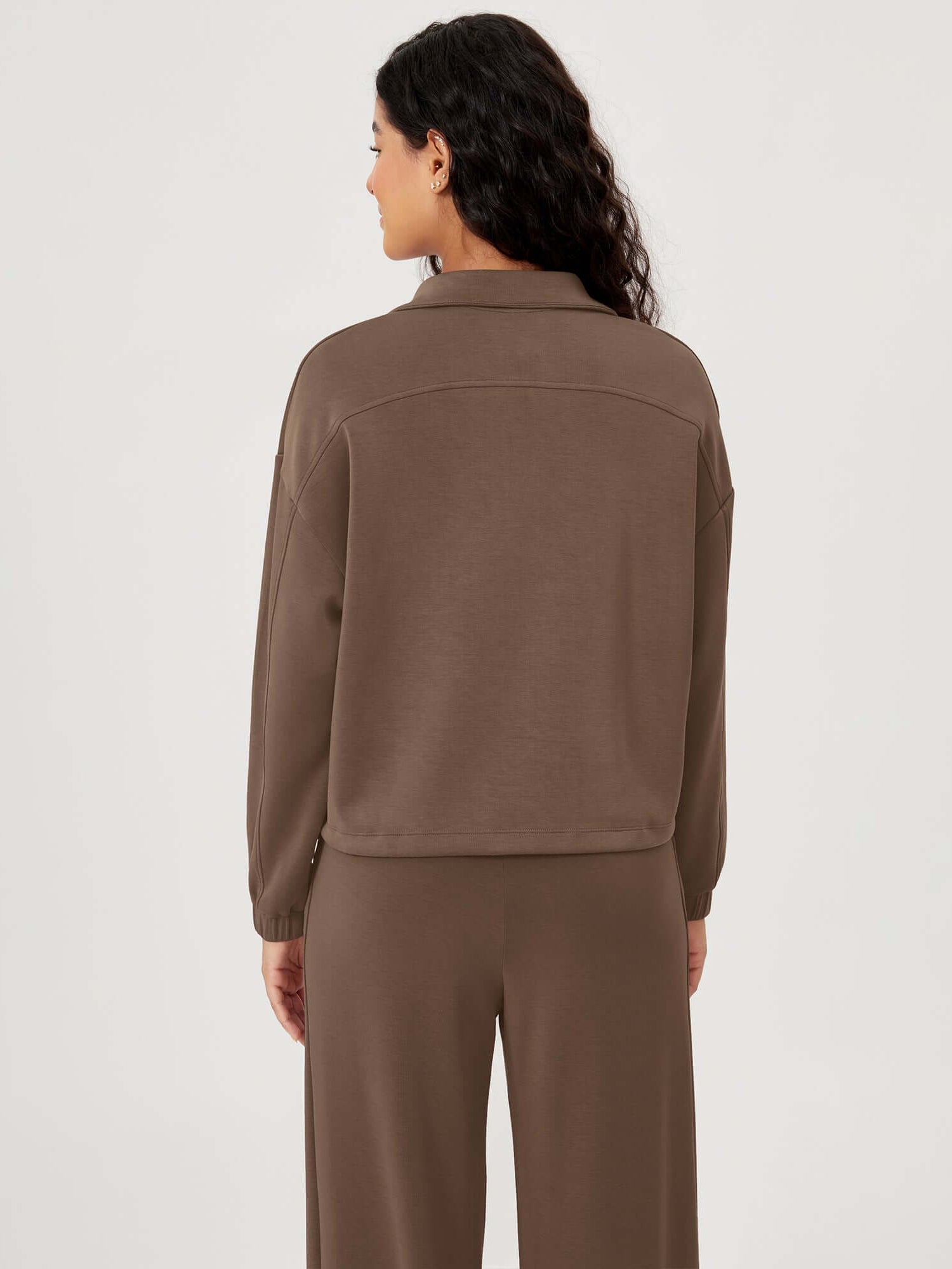 Modal Soft Cinchable Half Zipper Funnel Neck Oversize Pullover - ododos