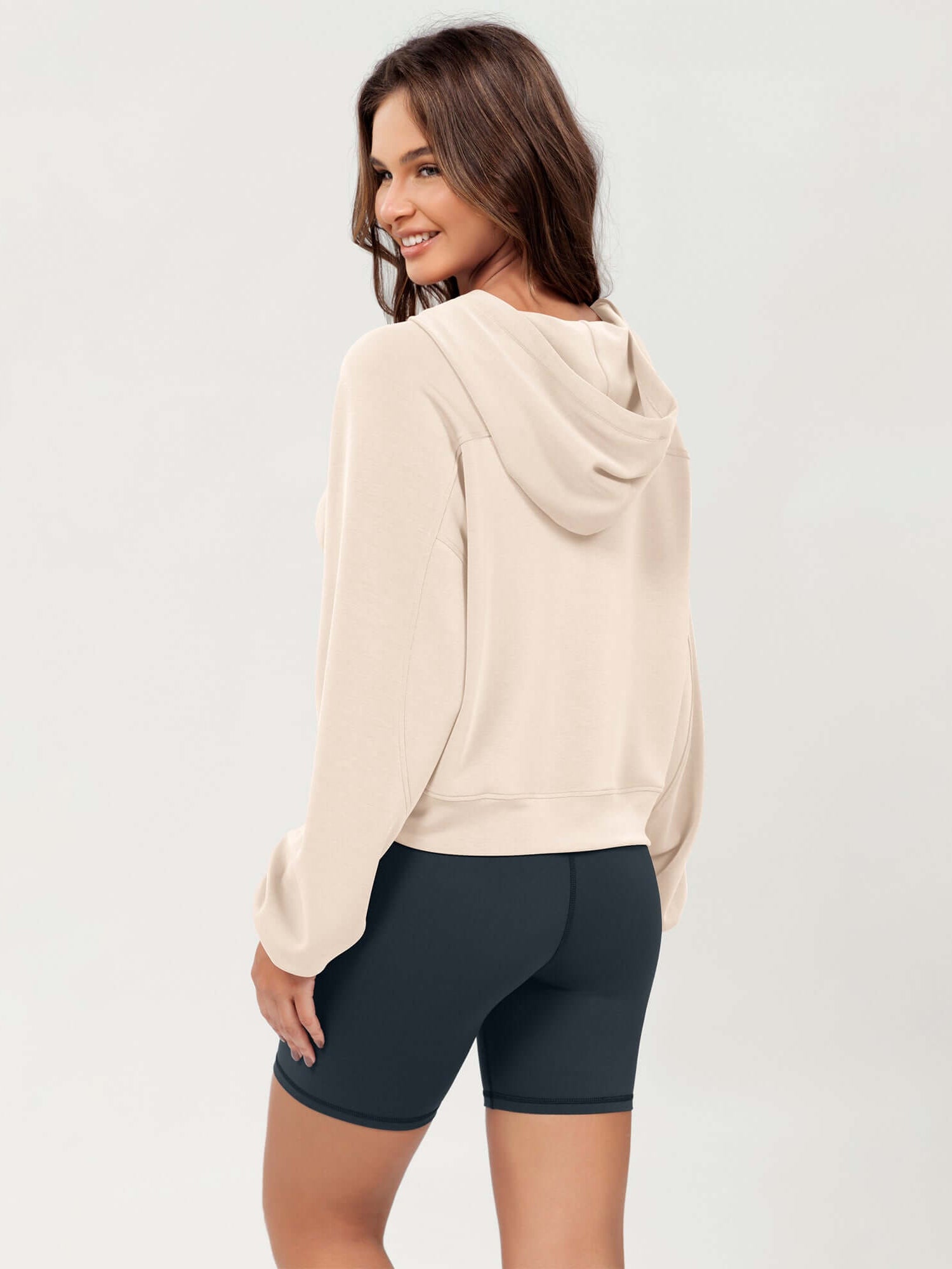 Modal Soft Oversized Long Sleeve Cropped Hoodie - ododos
