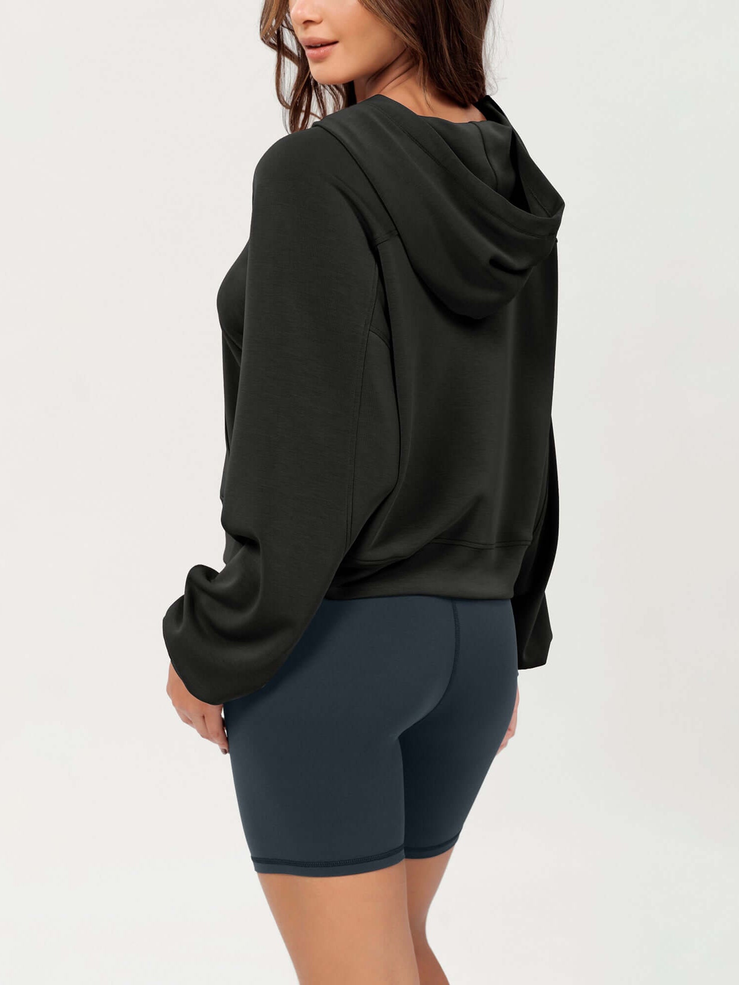 Modal Soft Oversized Long Sleeve Cropped Hoodie - ododos