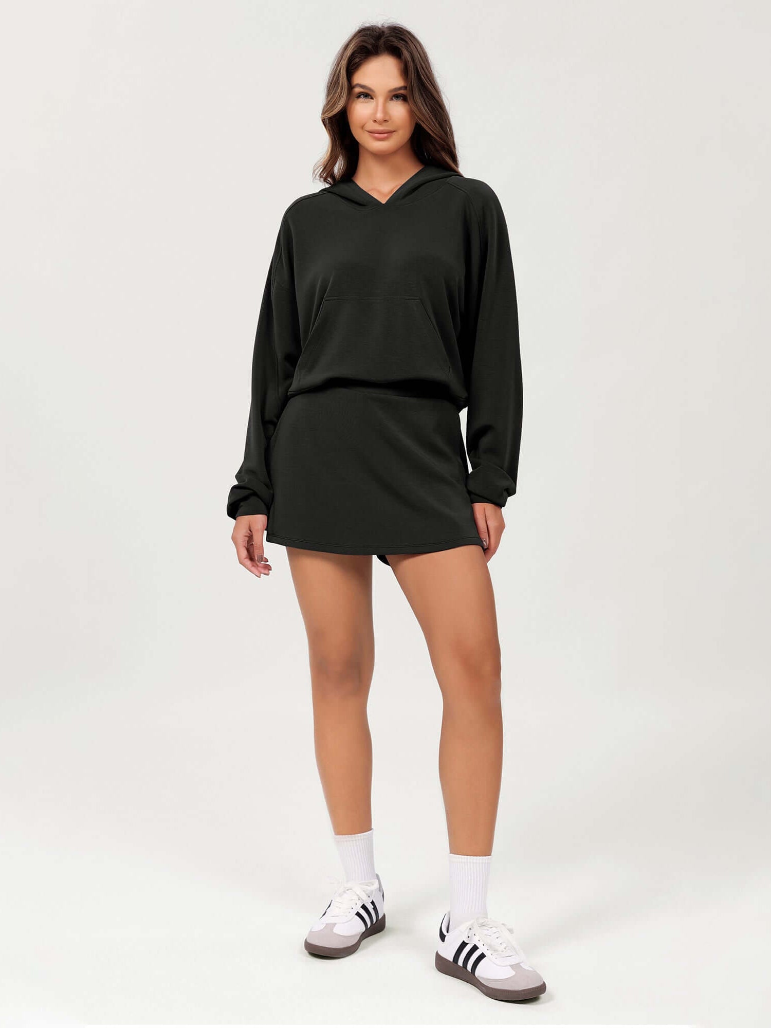Modal Soft Oversized Long Sleeve Cropped Hoodie - ododos