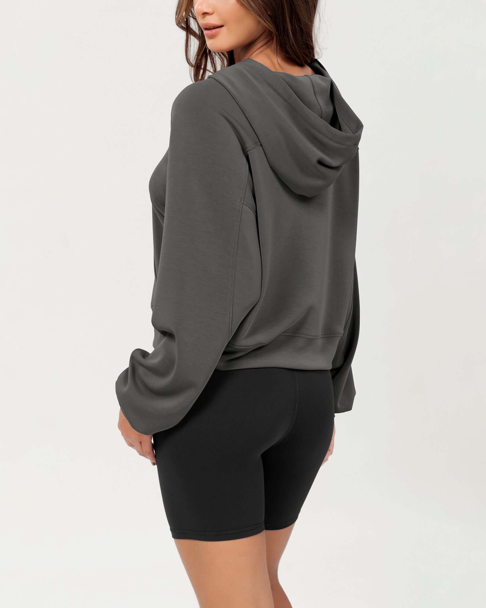 Modal Soft Oversized Long Sleeve Cropped Hoodie - ododos
