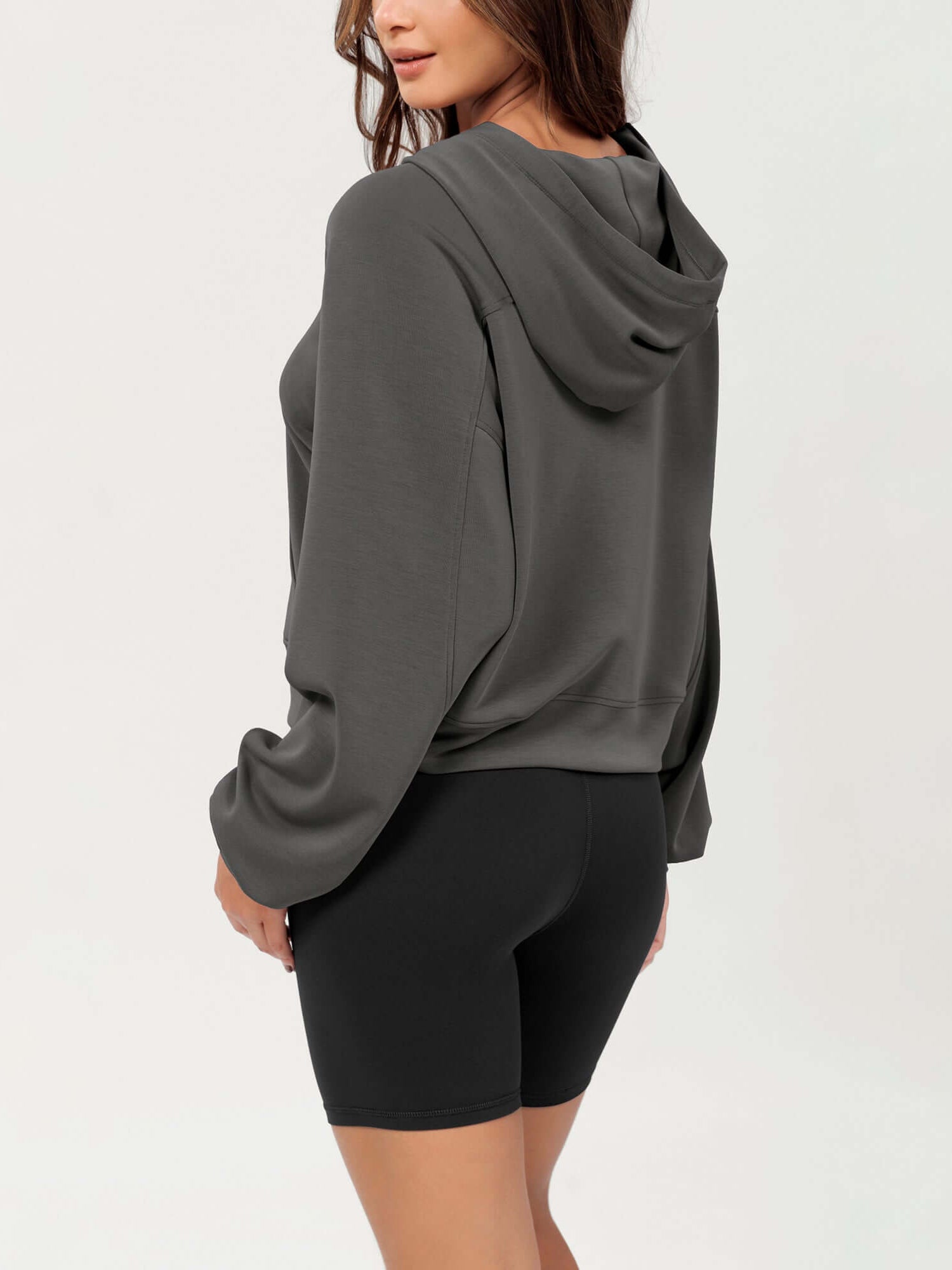 Modal Soft Oversized Long Sleeve Cropped Hoodie - ododos