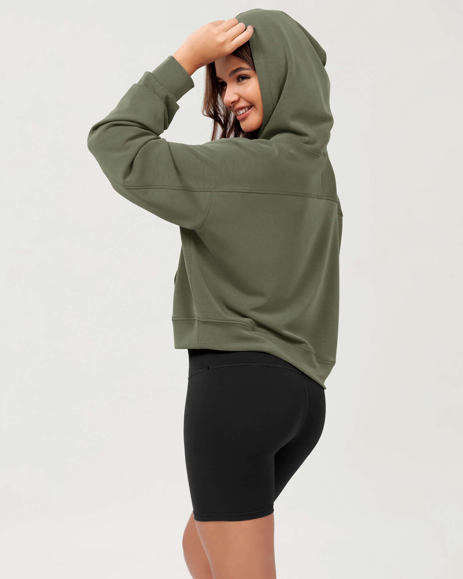 Modal Soft Oversized Long Sleeve Cropped Hoodie - ododos
