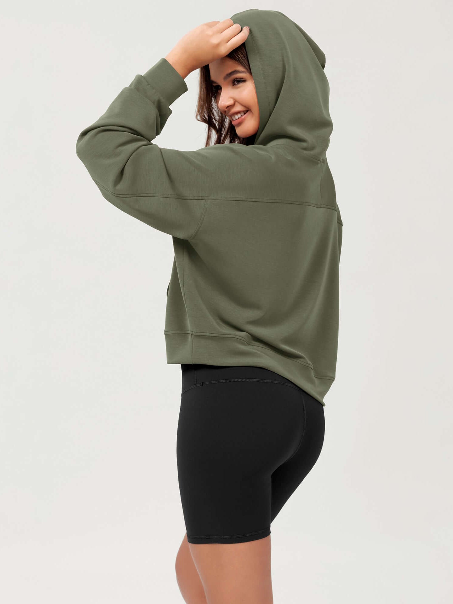 Modal Soft Oversized Long Sleeve Cropped Hoodie - ododos