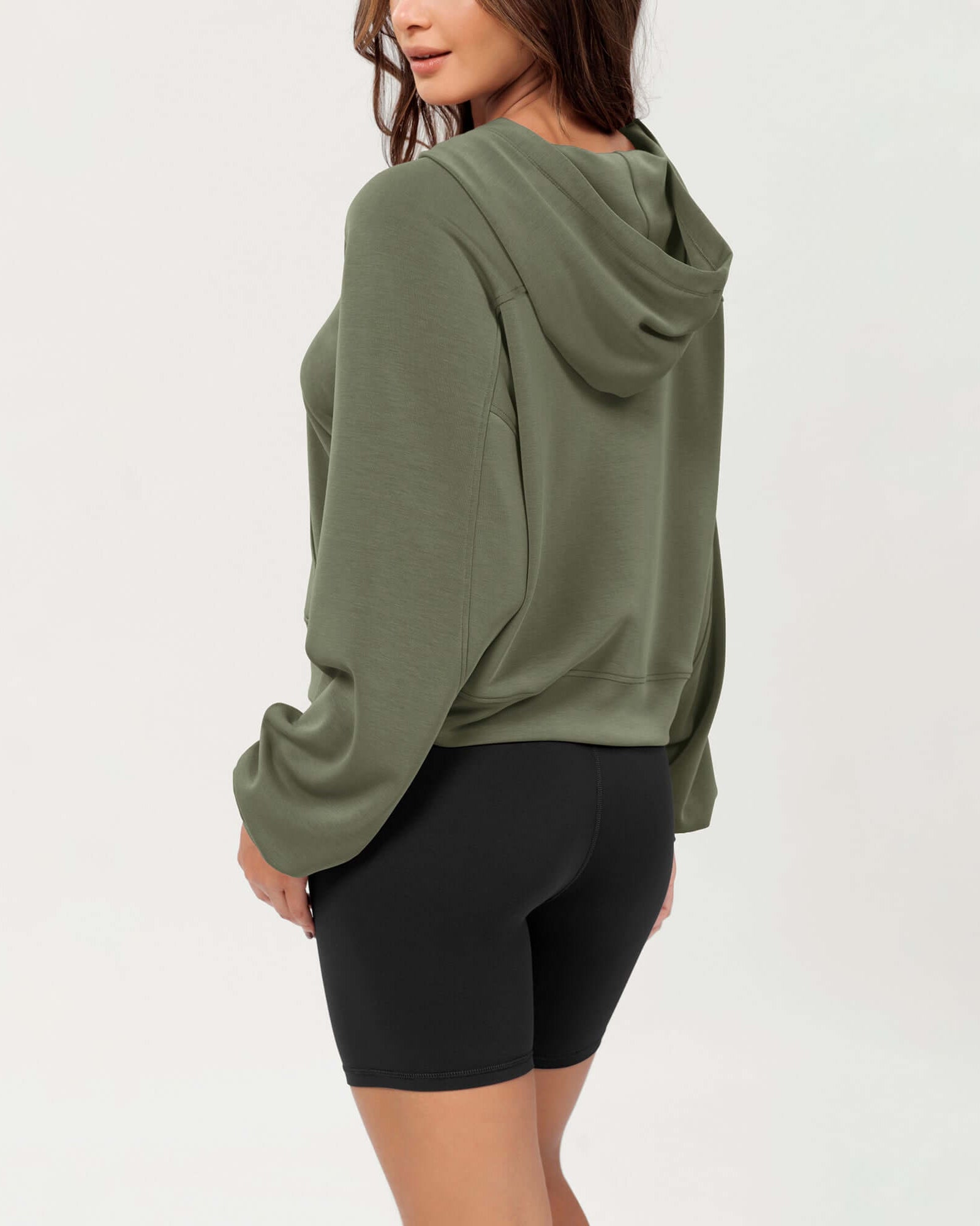 Modal Soft Oversized Long Sleeve Cropped Hoodie - ododos