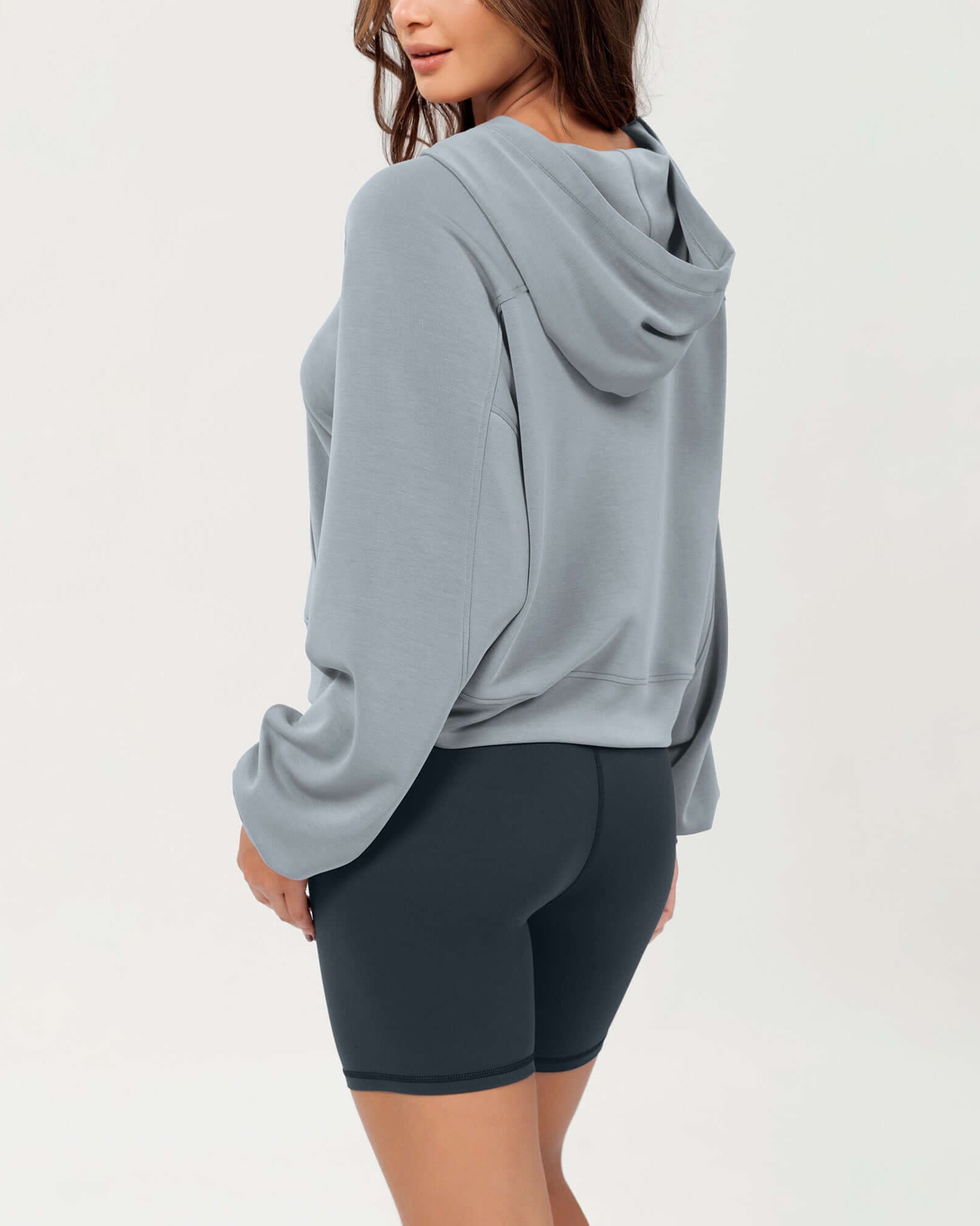 Modal Soft Oversized Long Sleeve Cropped Hoodie - ododos