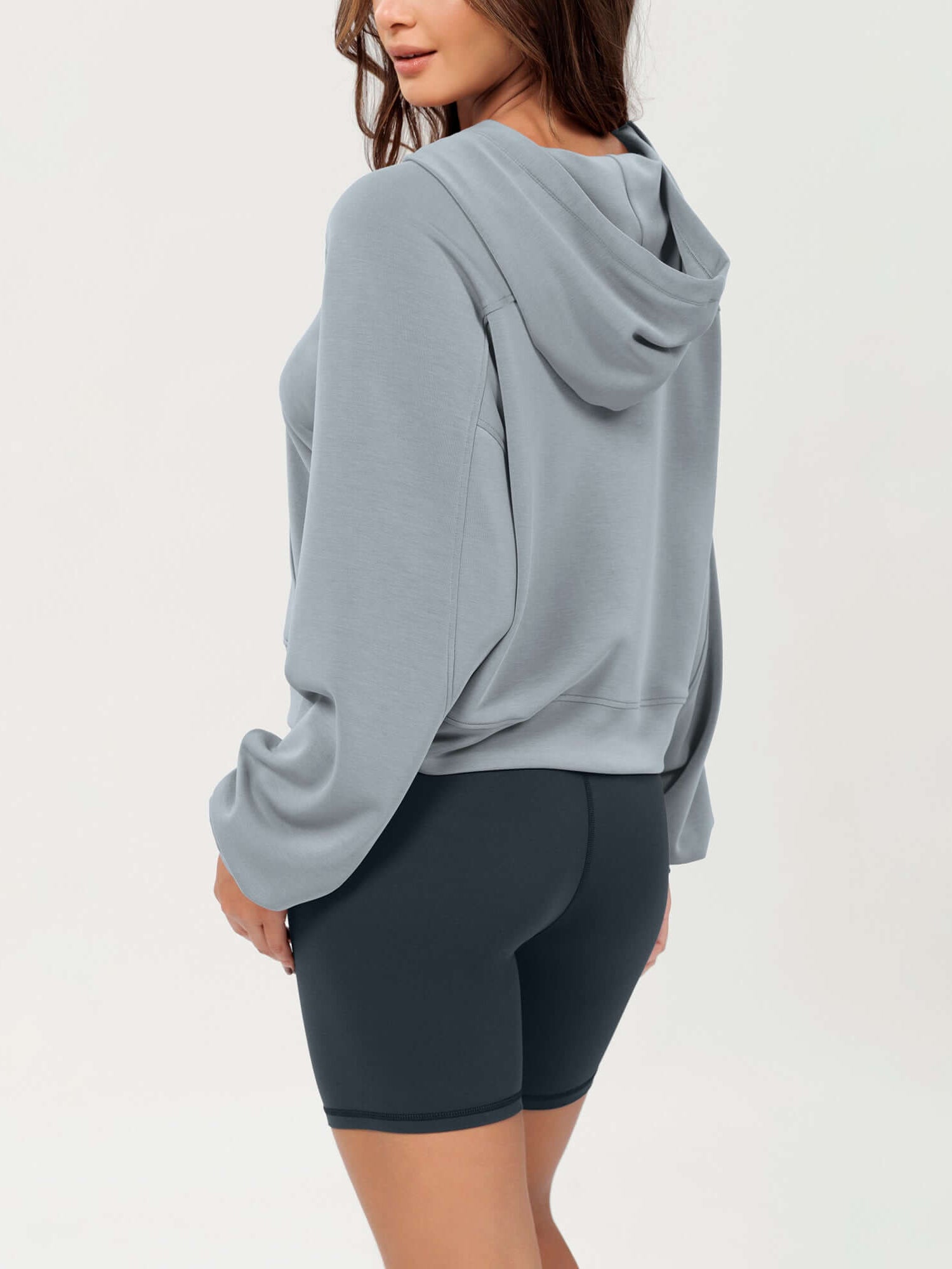 Modal Soft Oversized Long Sleeve Cropped Hoodie - ododos