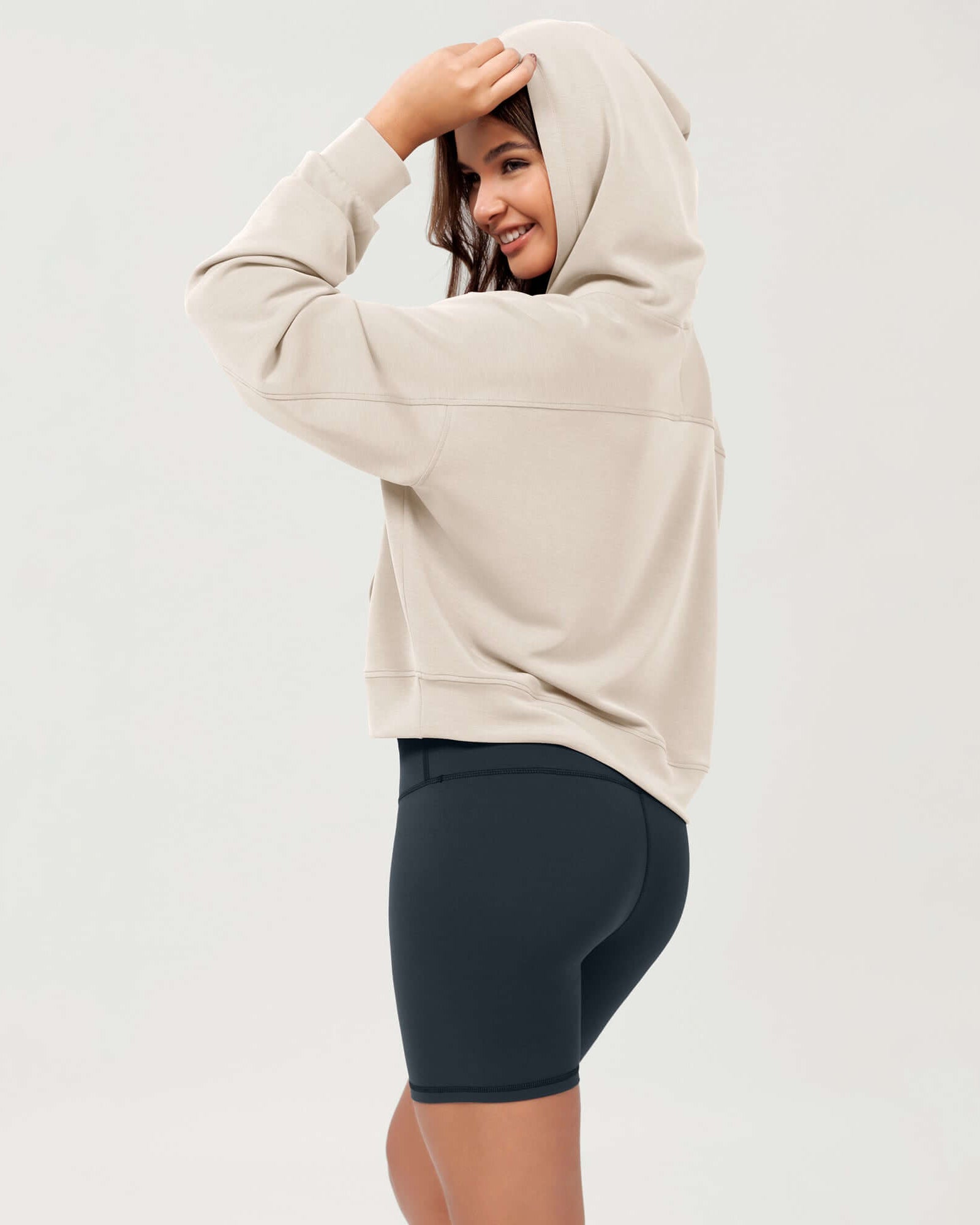 Modal Soft Oversized Long Sleeve Cropped Hoodie - ododos
