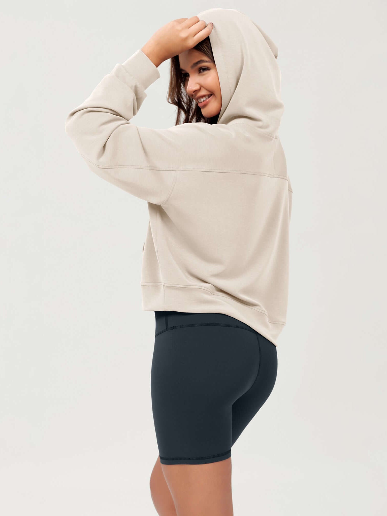 Modal Soft Oversized Long Sleeve Cropped Hoodie - ododos