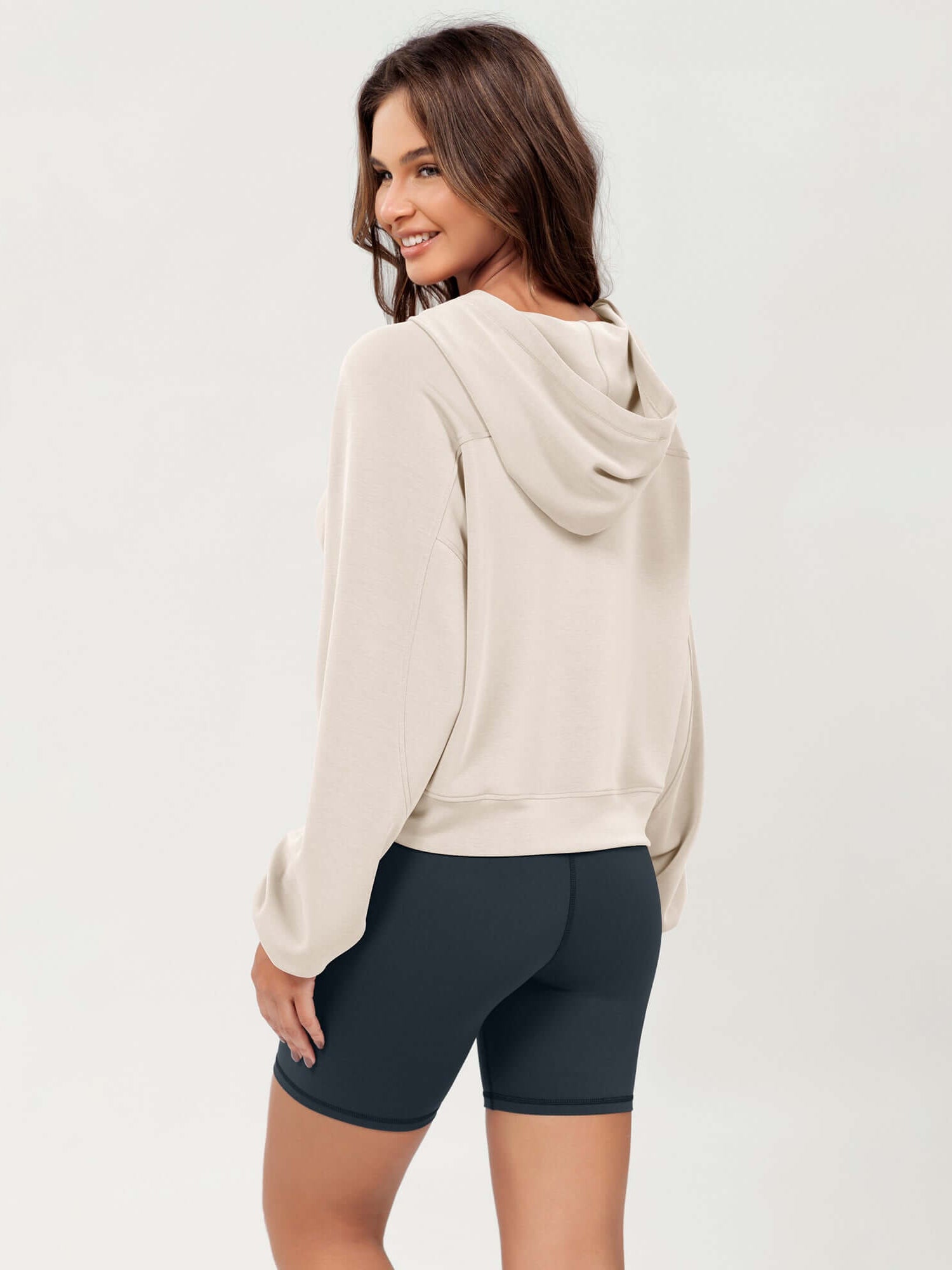 Modal Soft Oversized Long Sleeve Cropped Hoodie - ododos