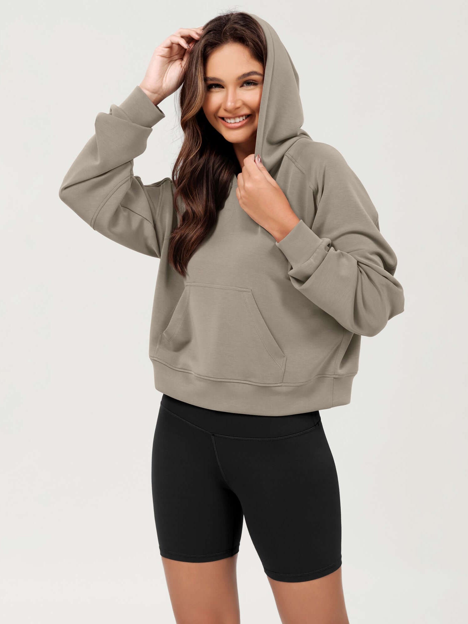 Modal Soft Oversized Long Sleeve Cropped Hoodie - ododos