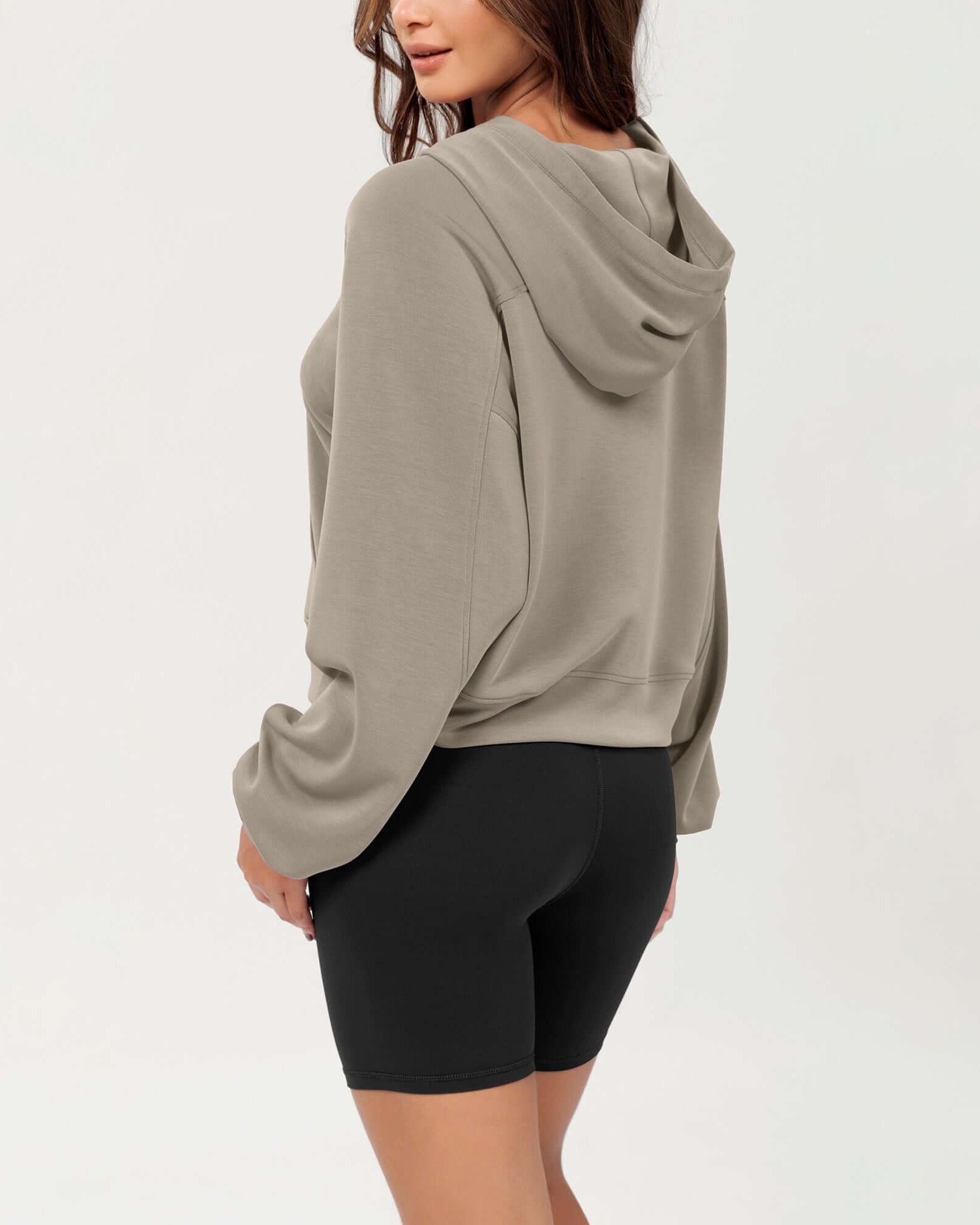 Modal Soft Oversized Long Sleeve Cropped Hoodie - ododos