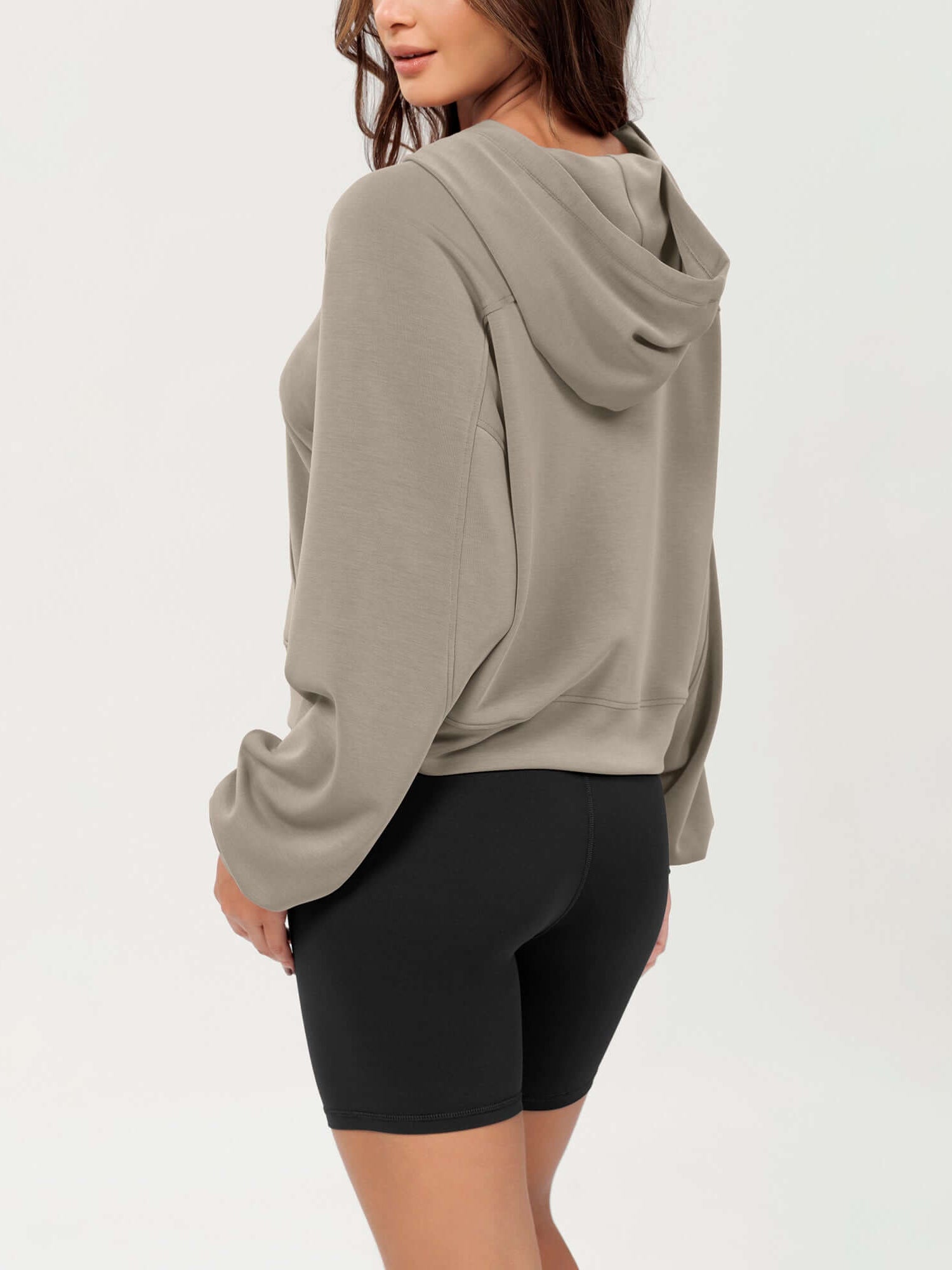 Modal Soft Oversized Long Sleeve Cropped Hoodie - ododos