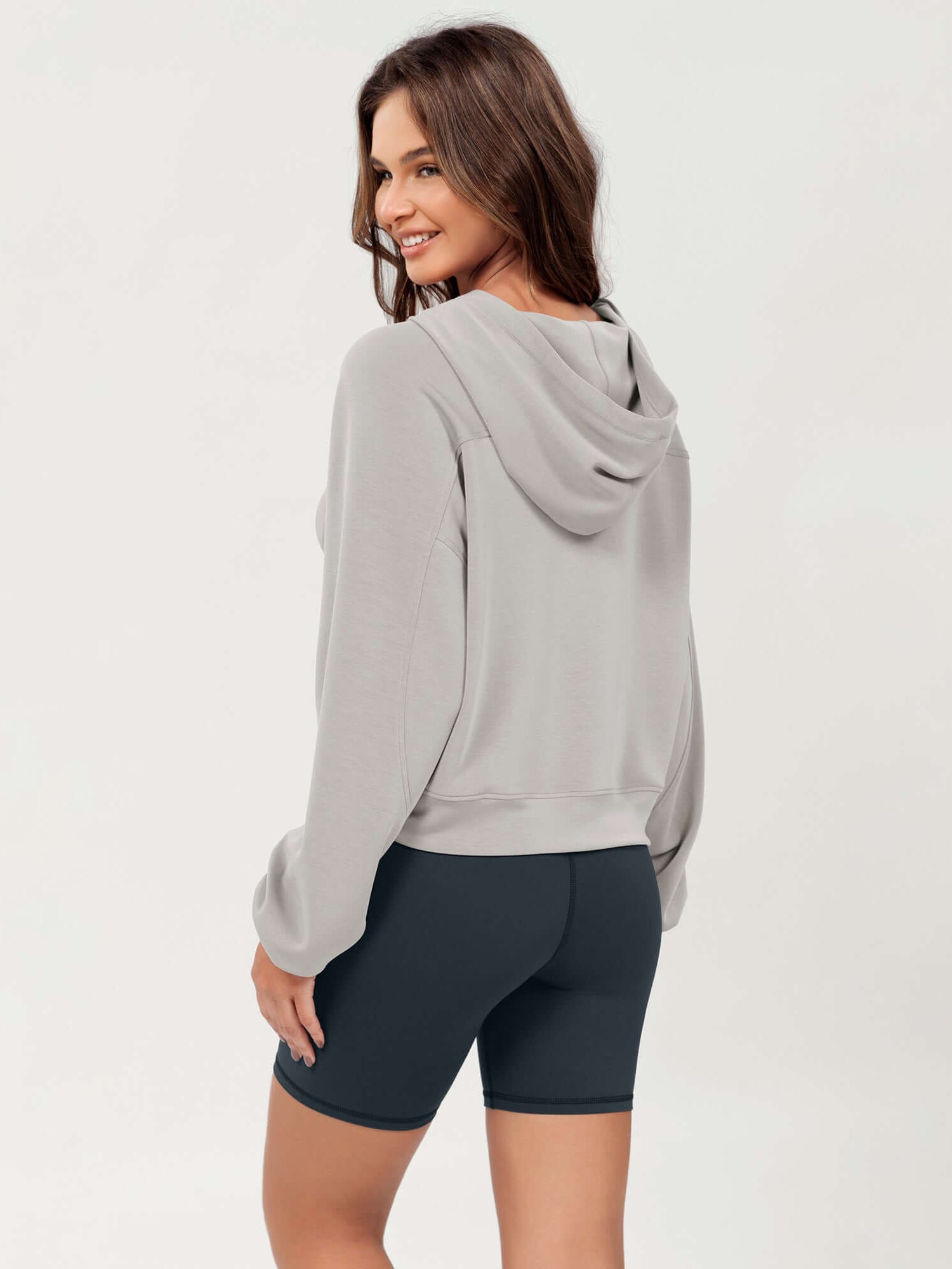 Modal Soft Oversized Long Sleeve Cropped Hoodie - ododos