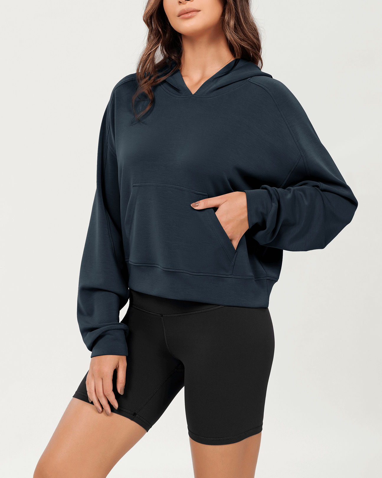 Modal Soft Oversized Long Sleeve Cropped Hoodie - ododos