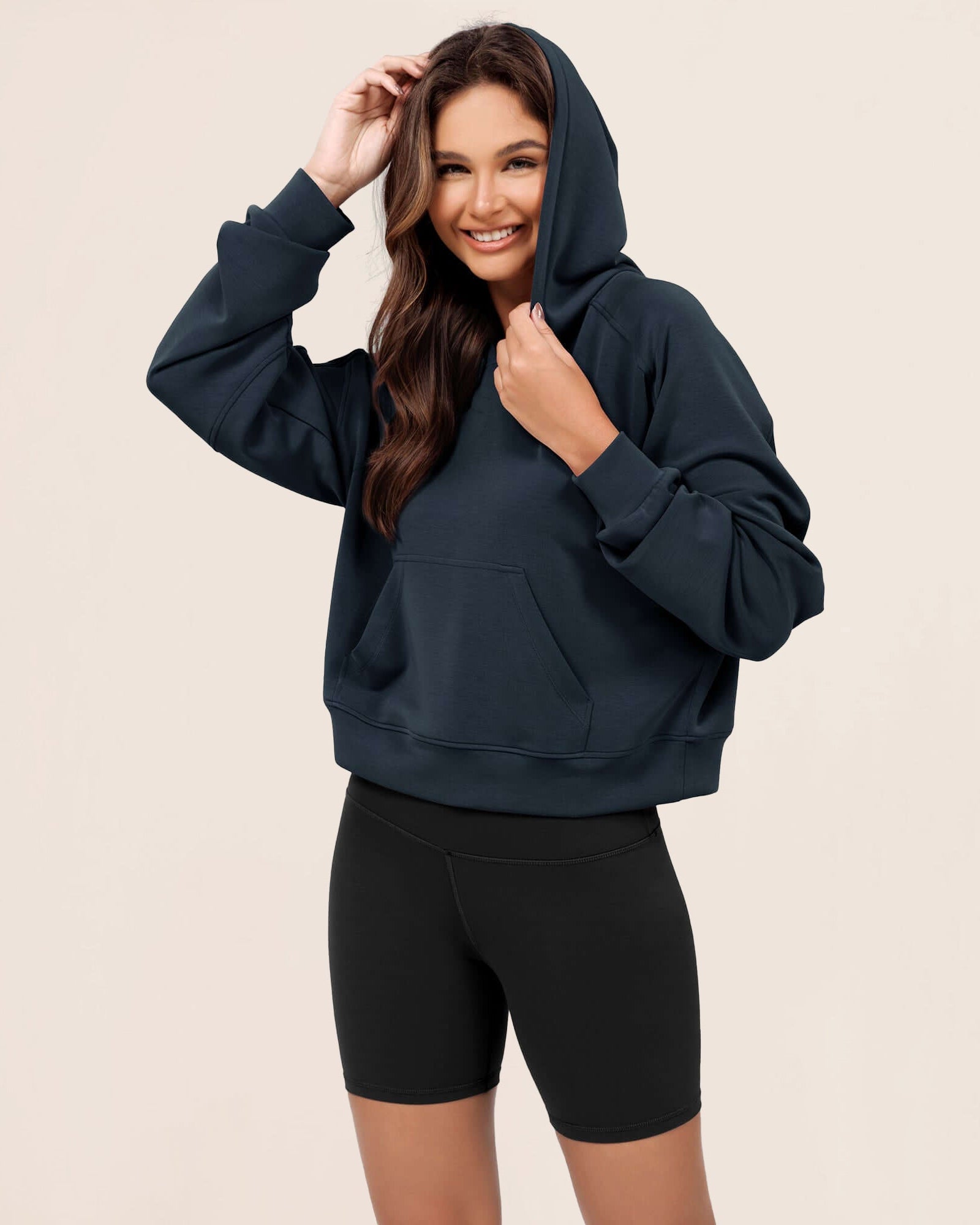Modal Soft Oversized Long Sleeve Cropped Hoodie - ododos