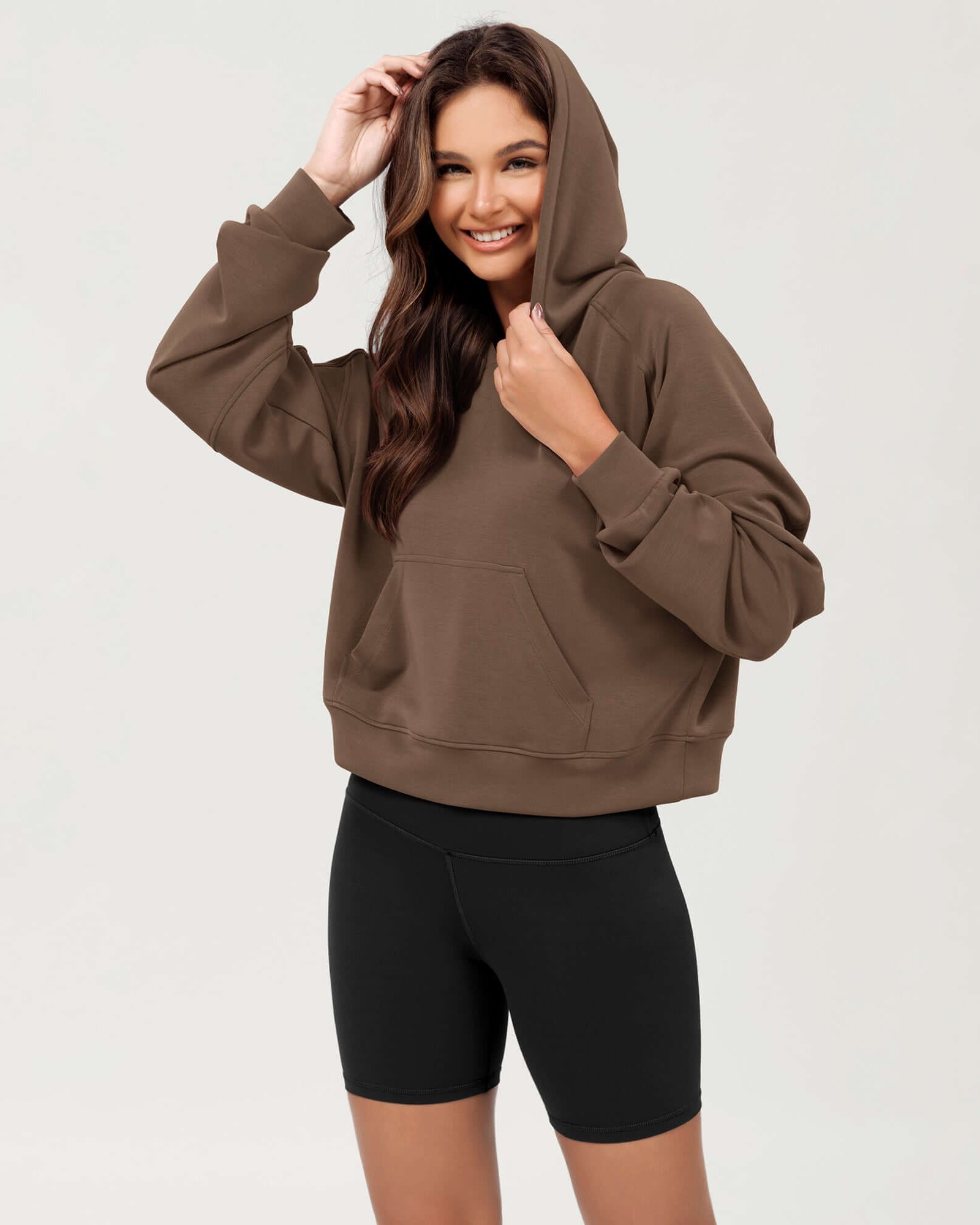 Modal Soft Oversized Long Sleeve Cropped Hoodie - ododos