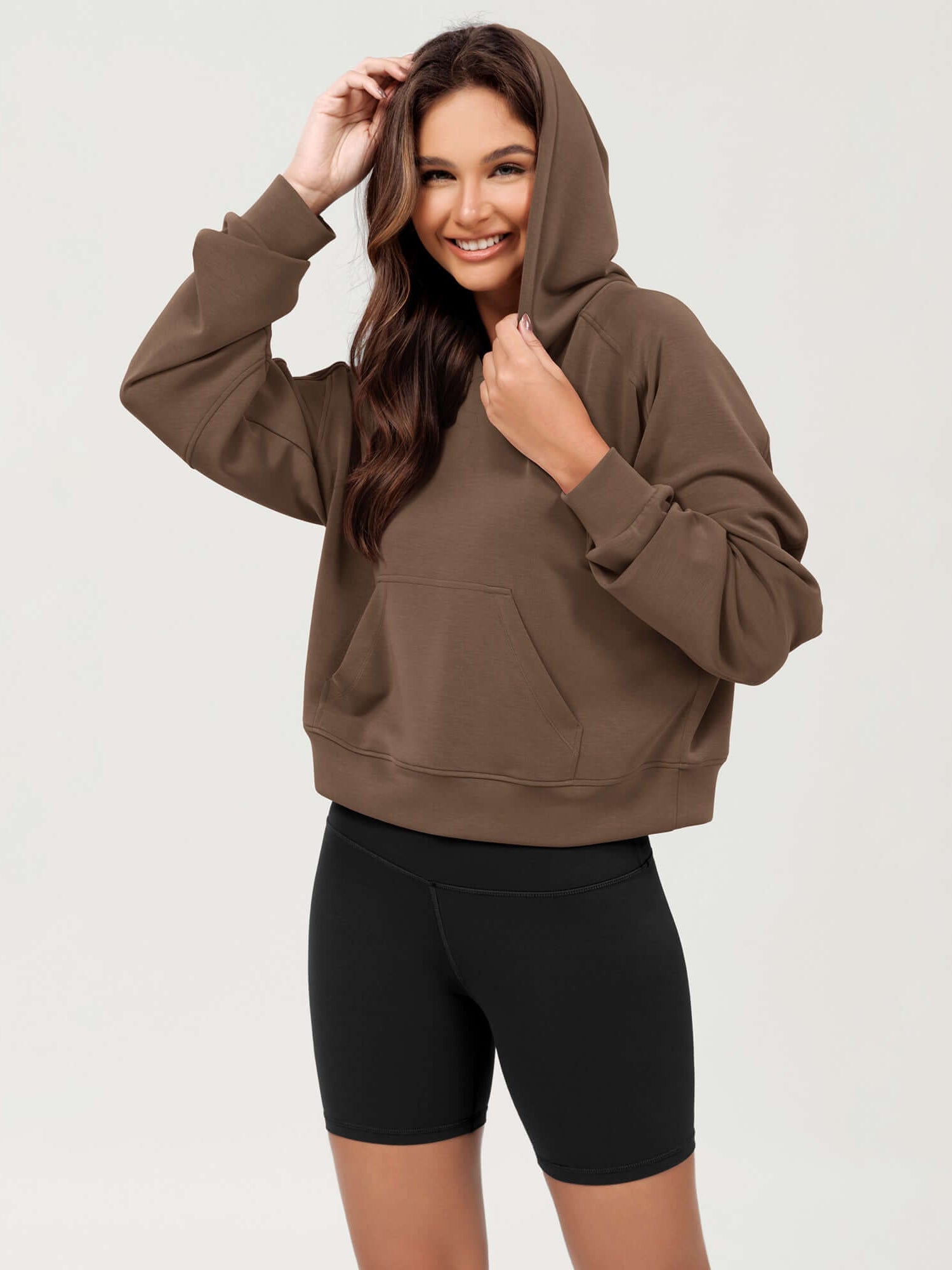 Modal Soft Oversized Long Sleeve Cropped Hoodie - ododos