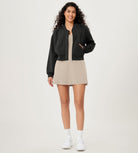 Modal Soft Full-Zip Bomber Casual Outfit Crop Jacket with Pockets - ododos