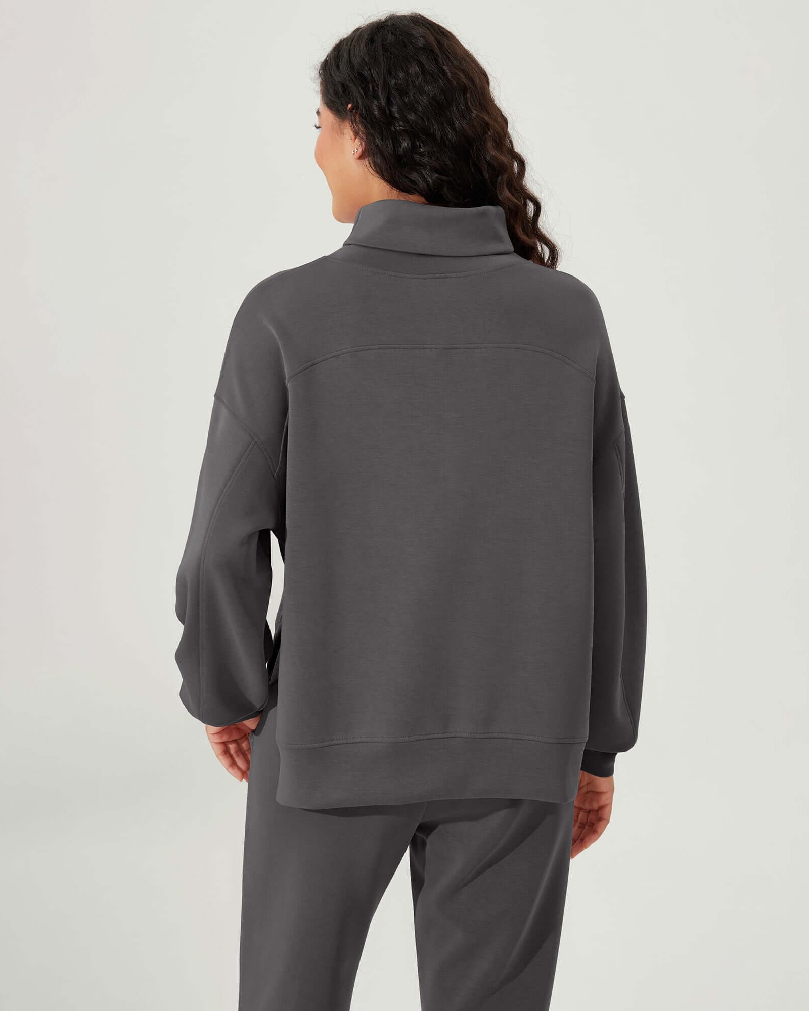 Modal Soft Split Hem Turtleneck Long Sleeve Casual Sweatshirts - ododos