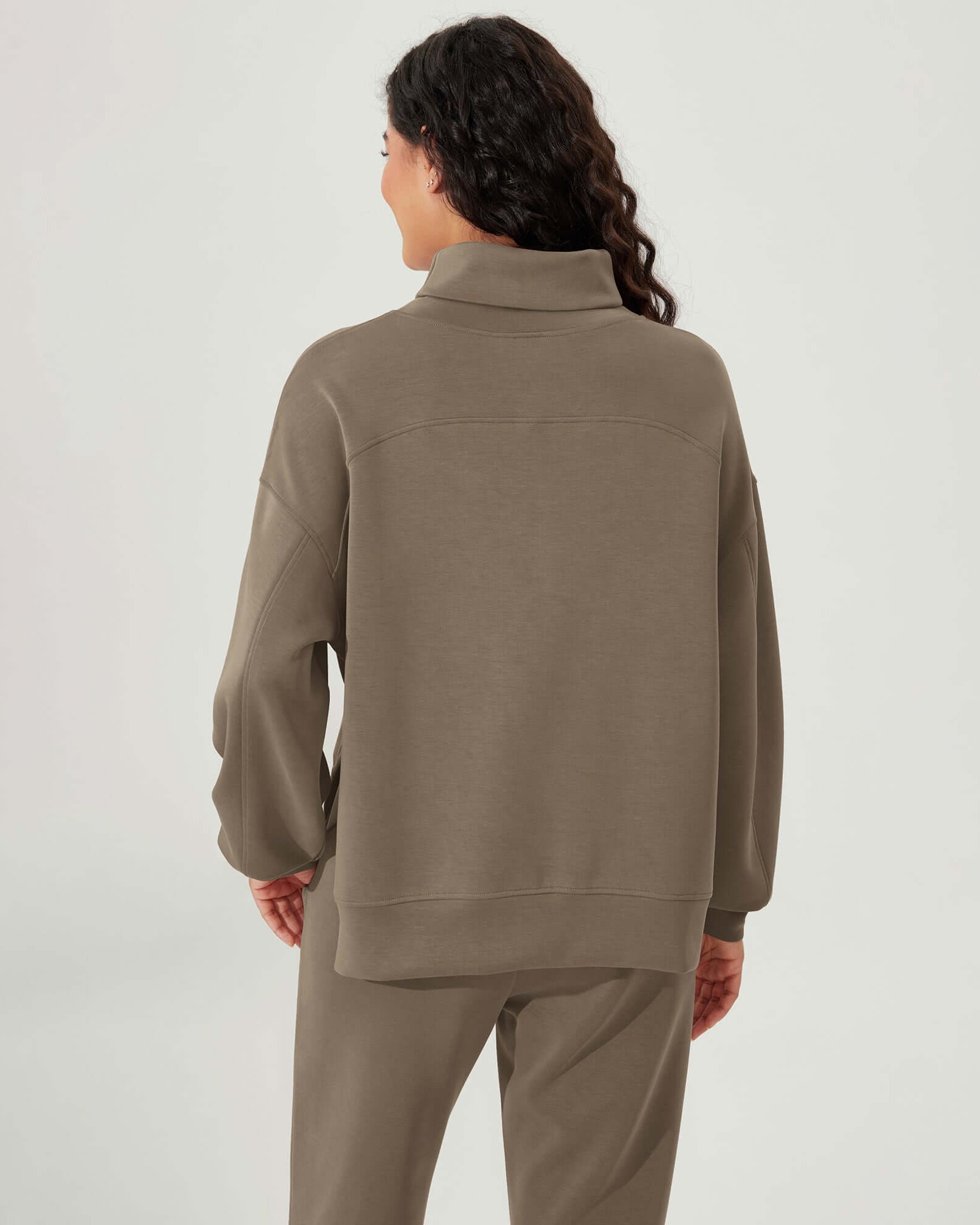 Modal Soft Split Hem Turtleneck Long Sleeve Casual Sweatshirts - ododos