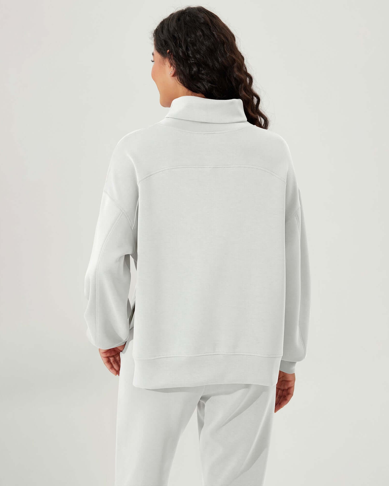 Modal Soft Split Hem Turtleneck Long Sleeve Casual Sweatshirts - ododos