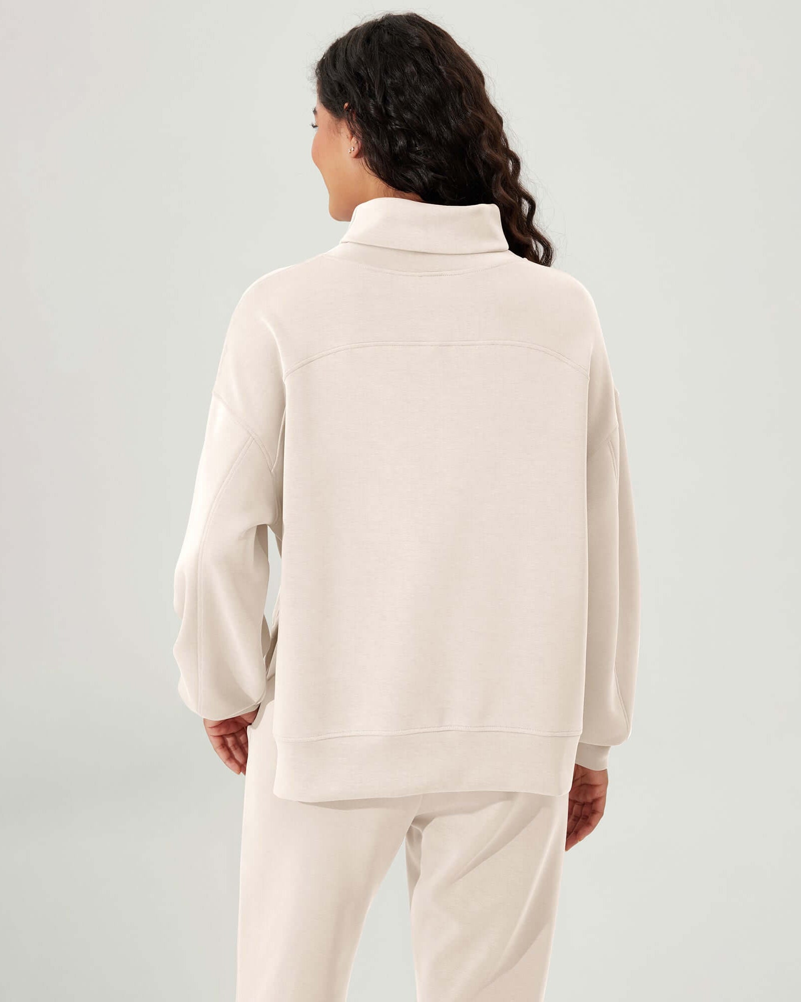 Modal Soft Split Hem Turtleneck Long Sleeve Casual Sweatshirts - ododos