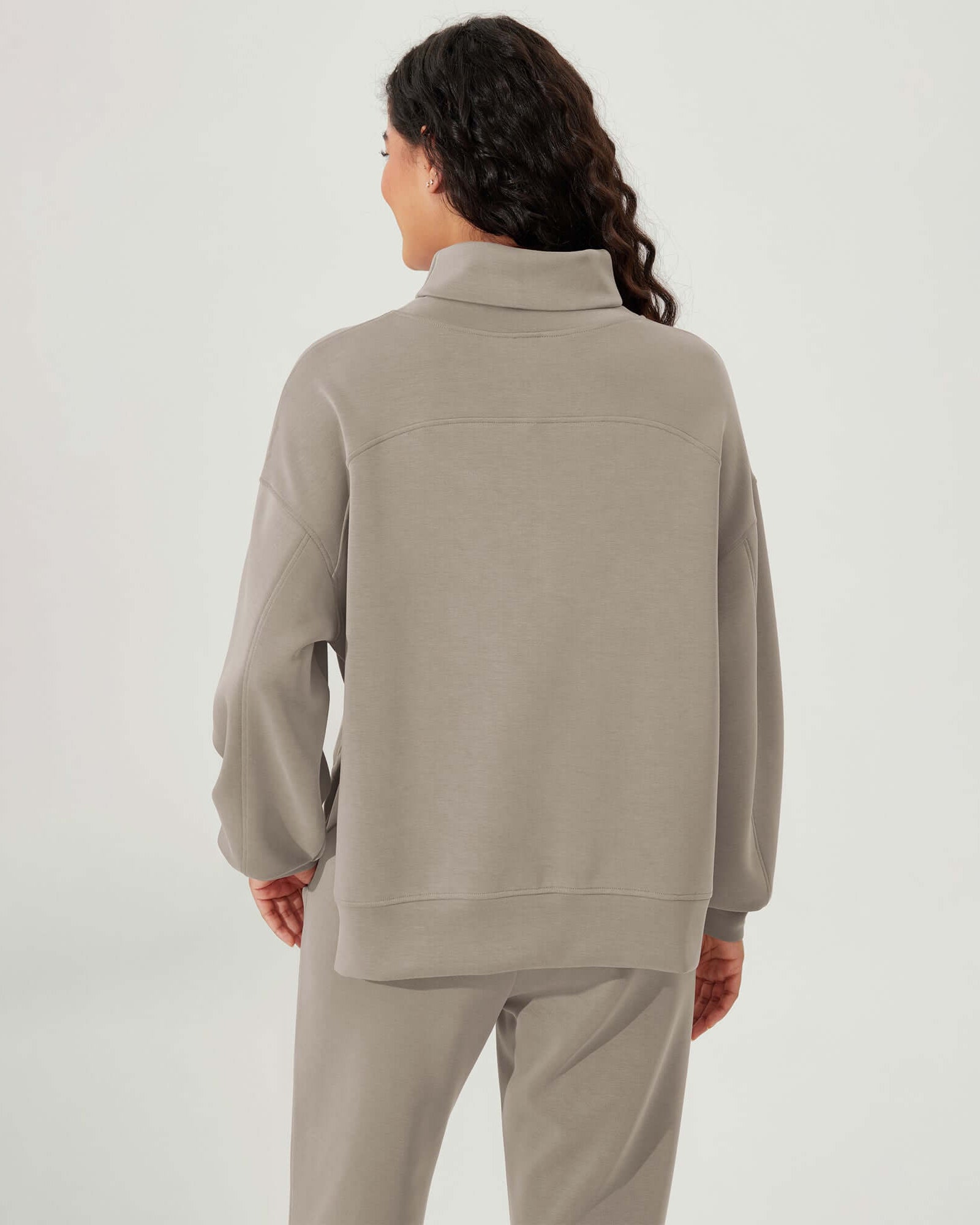 Modal Soft Split Hem Turtleneck Long Sleeve Casual Sweatshirts - ododos
