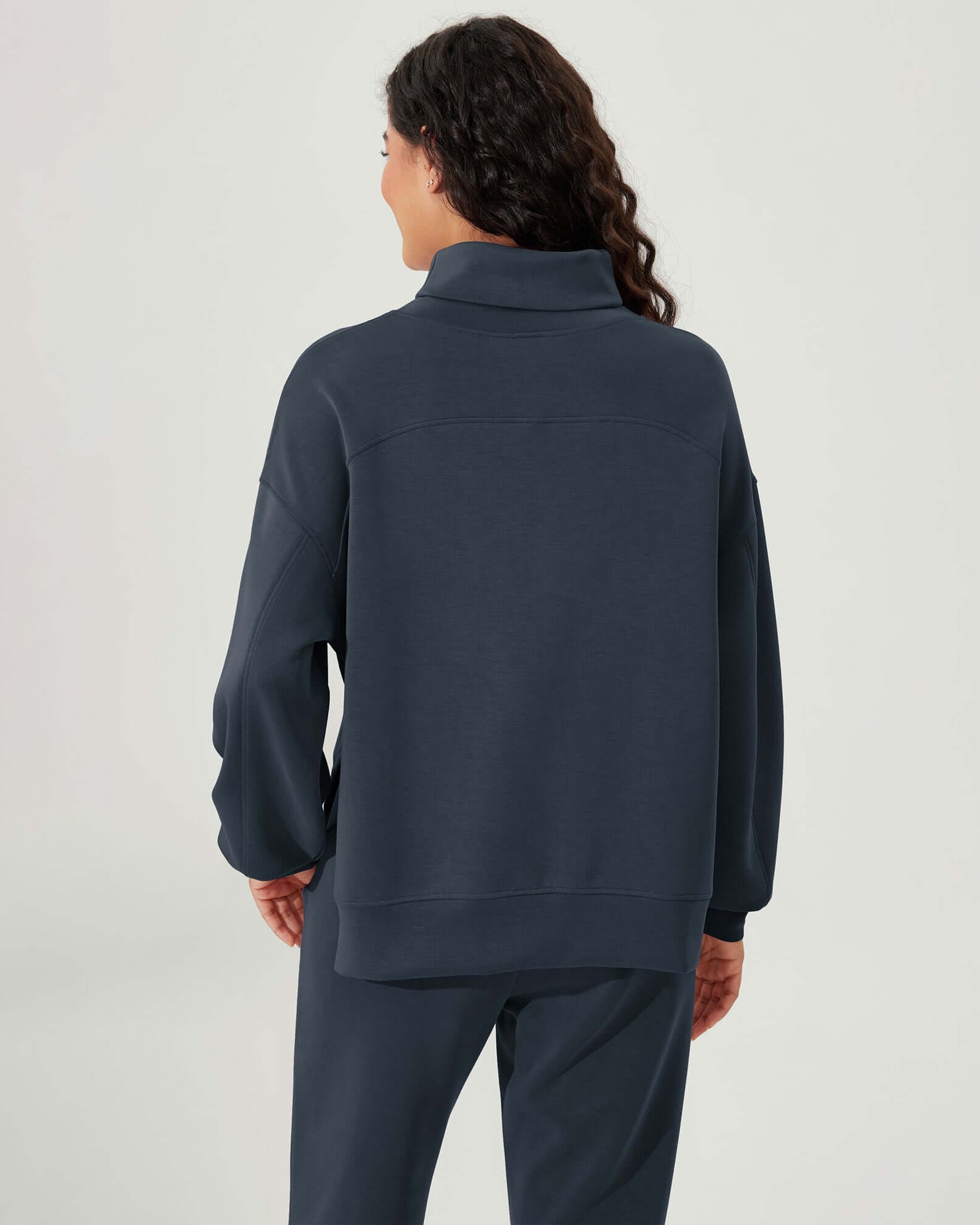 Modal Soft Split Hem Turtleneck Long Sleeve Casual Sweatshirts - ododos