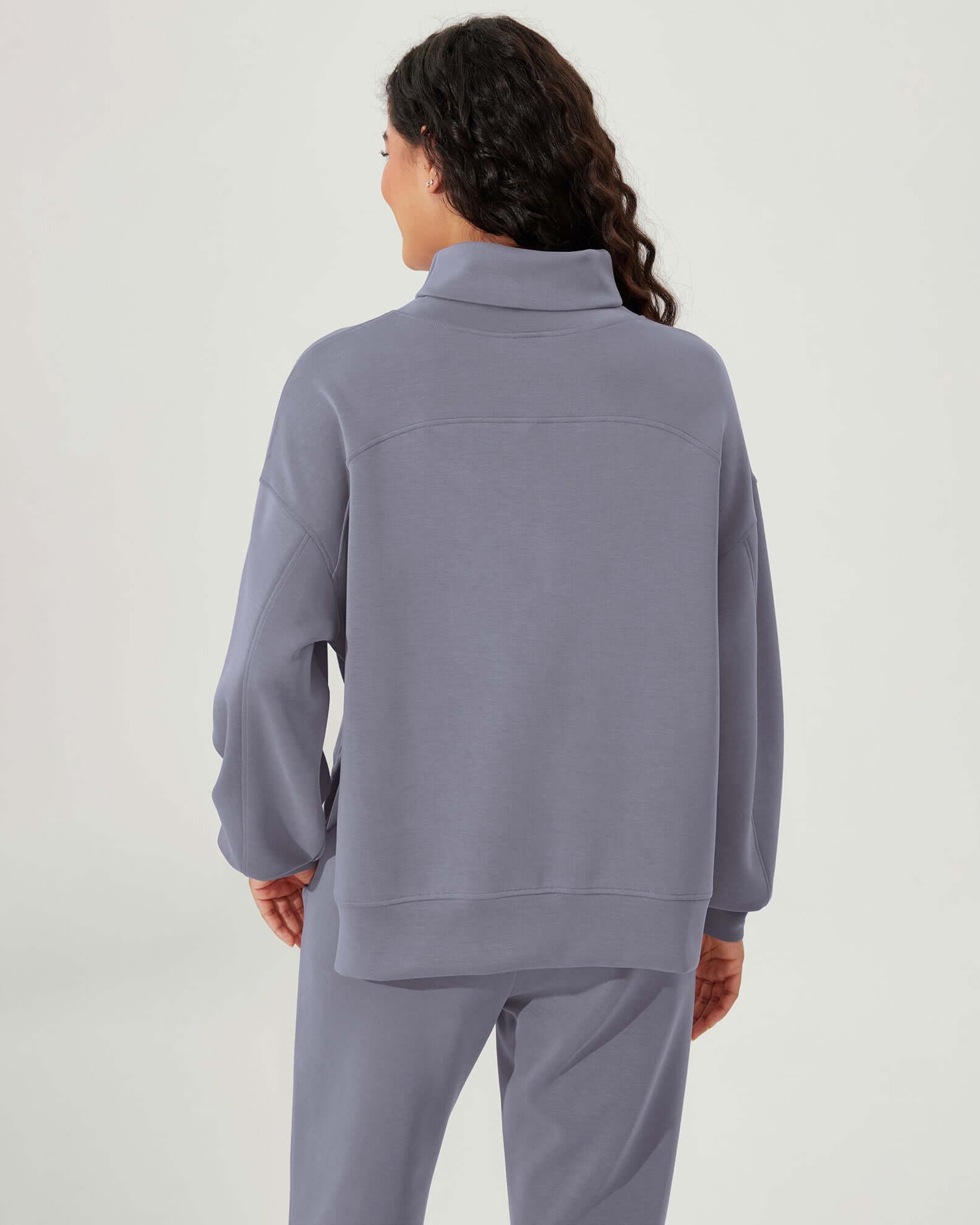 Modal Soft Split Hem Turtleneck Long Sleeve Casual Sweatshirts - ododos