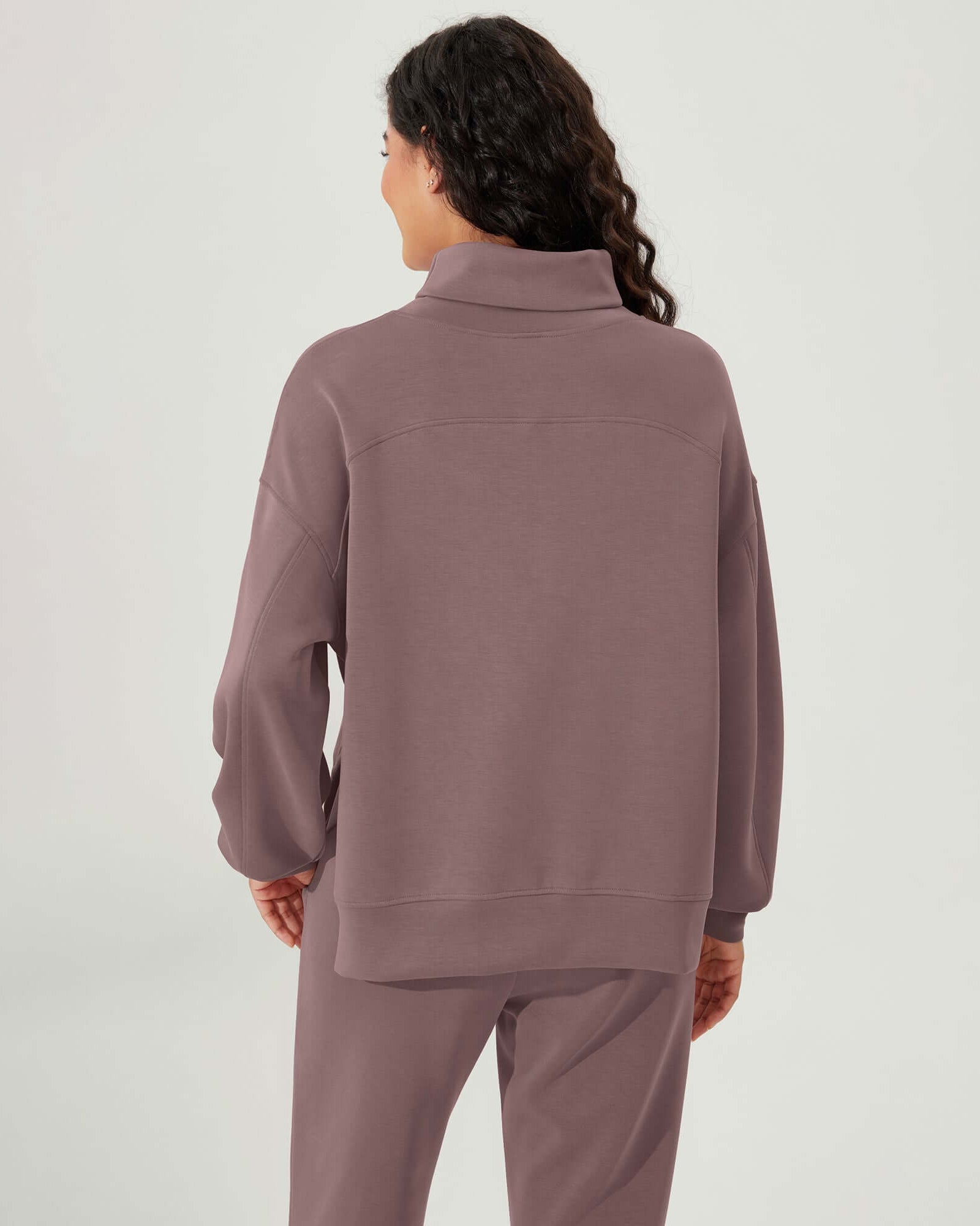 Modal Soft Split Hem Turtleneck Long Sleeve Casual Sweatshirts - ododos