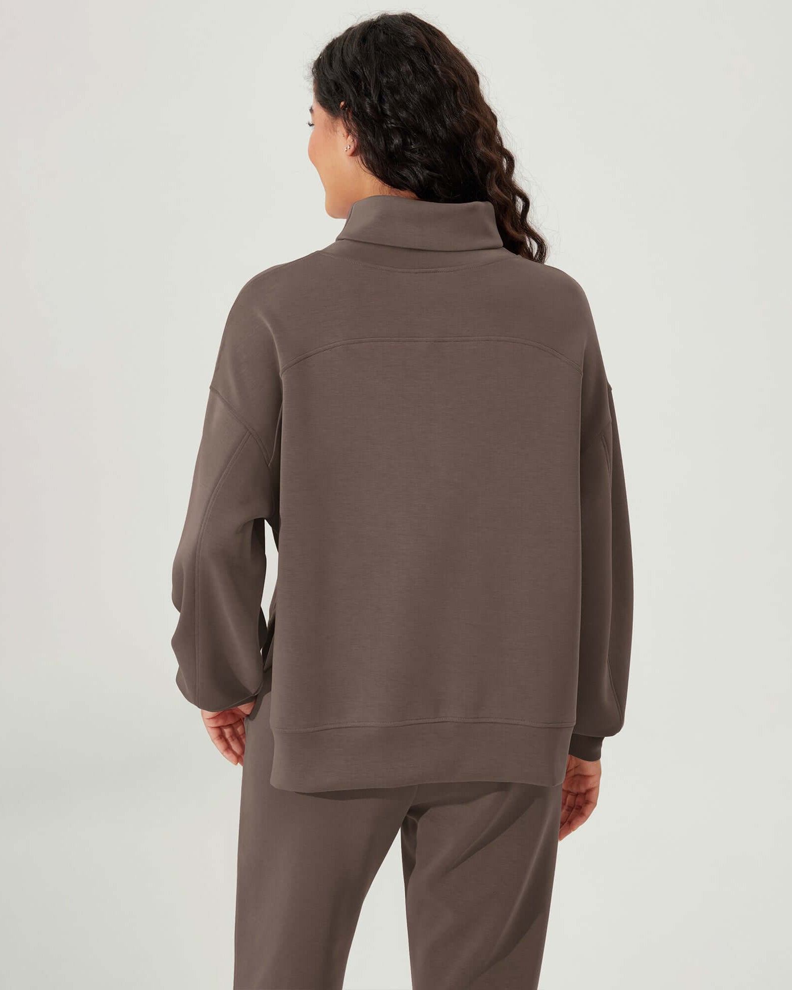 Modal Soft Split Hem Turtleneck Long Sleeve Casual Sweatshirts - ododos