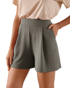 Modal Soft High Waist Wide Leg Shorts with Pockets - ododos