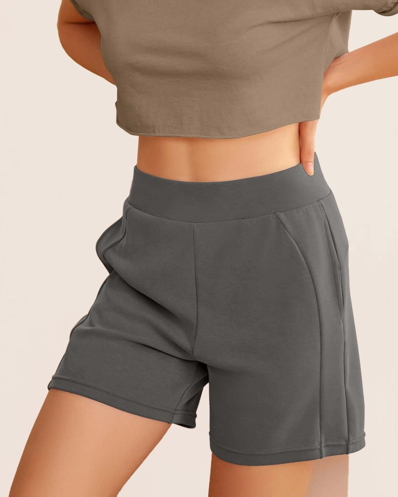 Modal Soft High Waist Casual Shorts with Pockets - ododos
