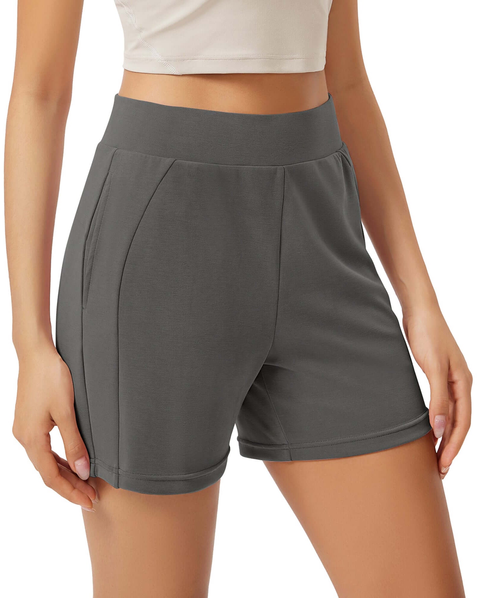 Modal Soft High Waist Casual Shorts with Pockets - ododos