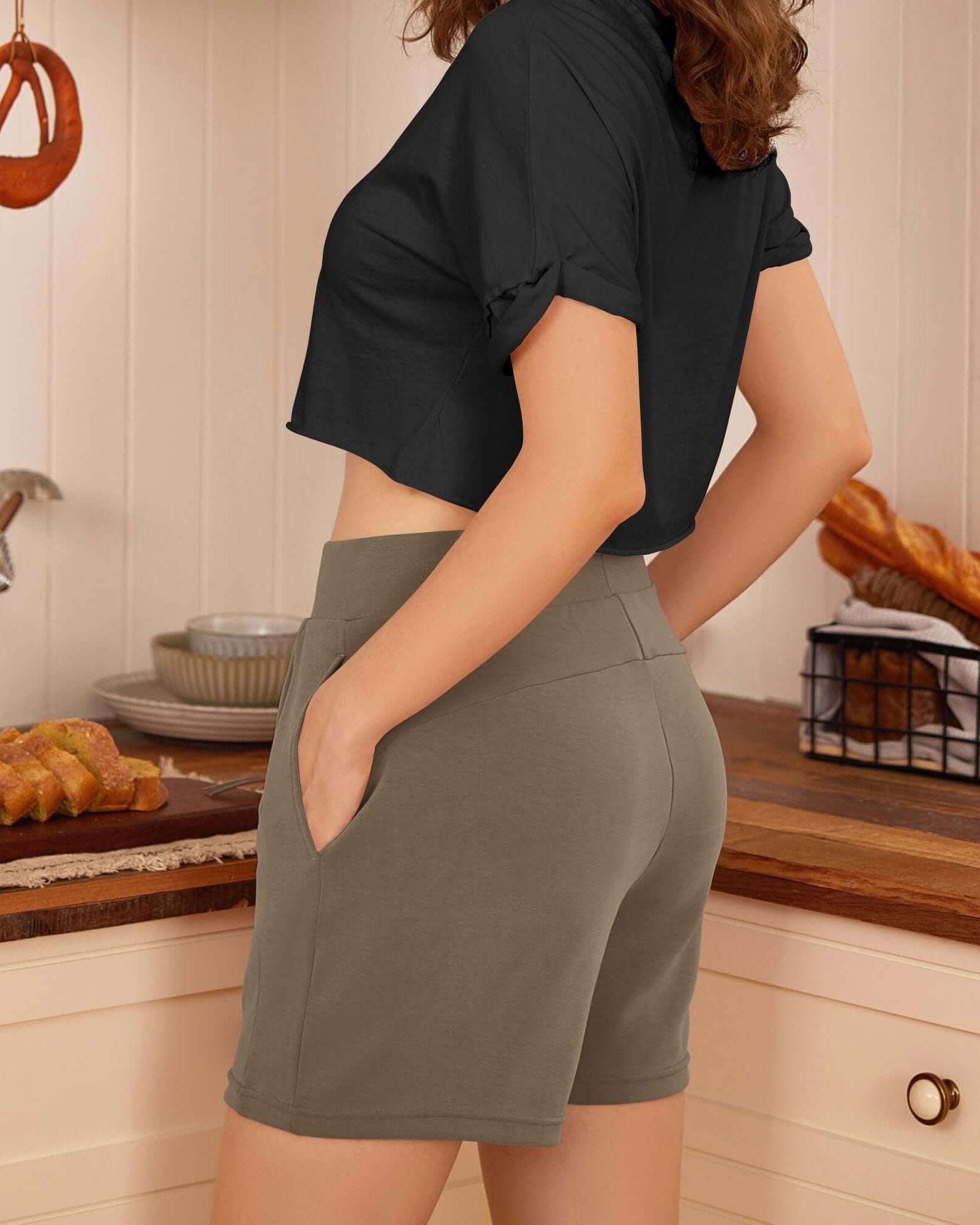 Modal Soft High Waist Casual Shorts with Pockets - ododos