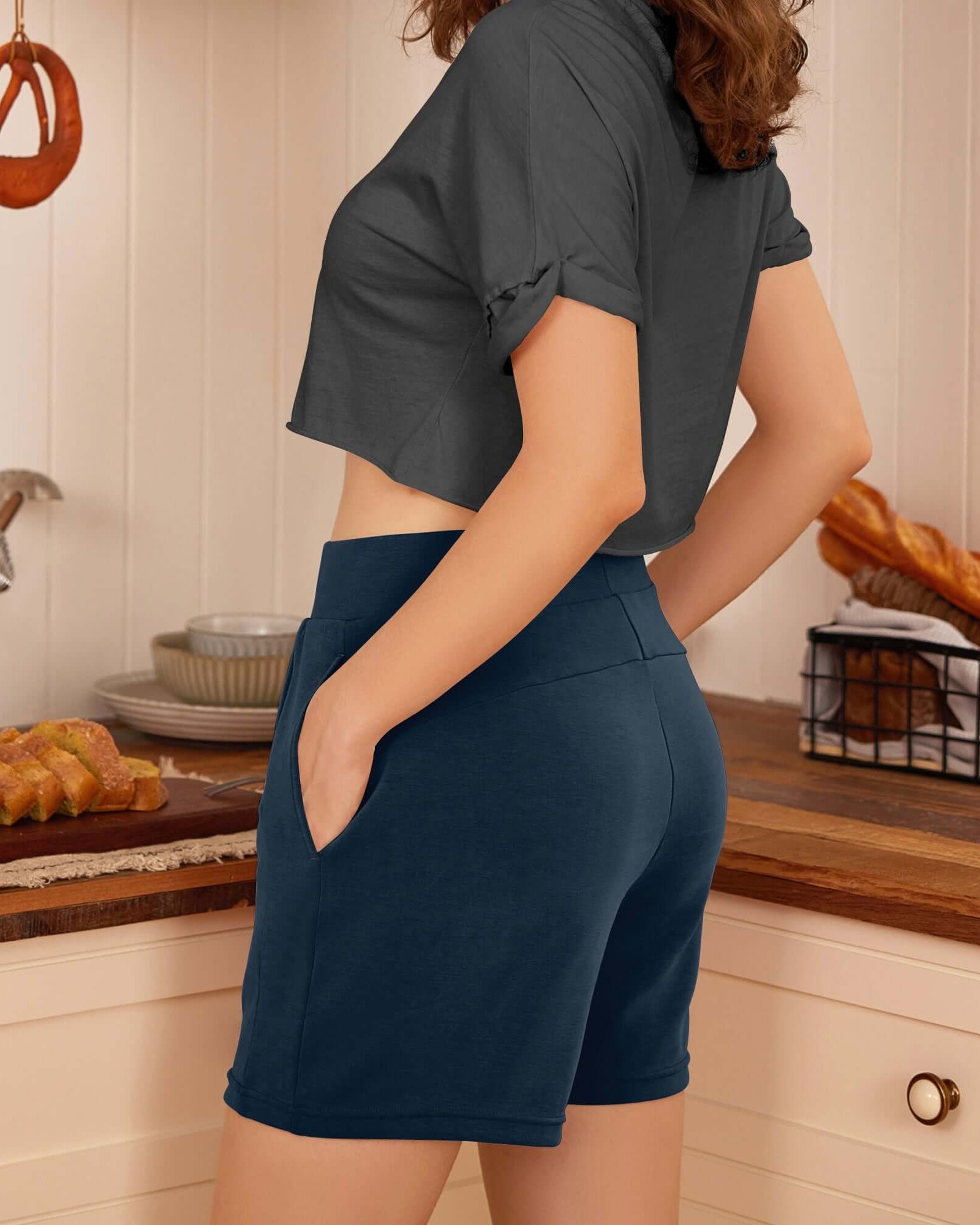 Modal Soft High Waist Casual Shorts with Pockets - ododos