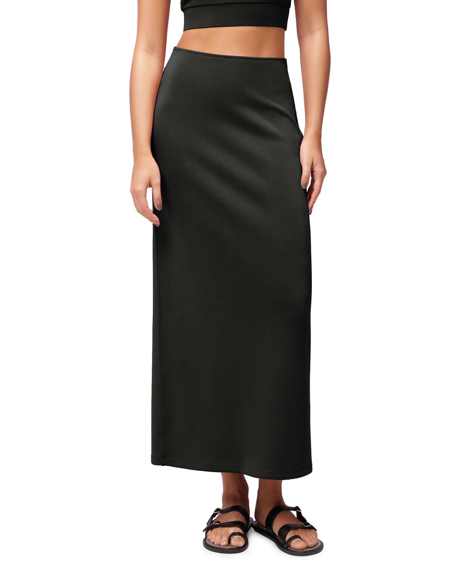 Modal Soft Back Slit Casual Maxi Skirts - ododos