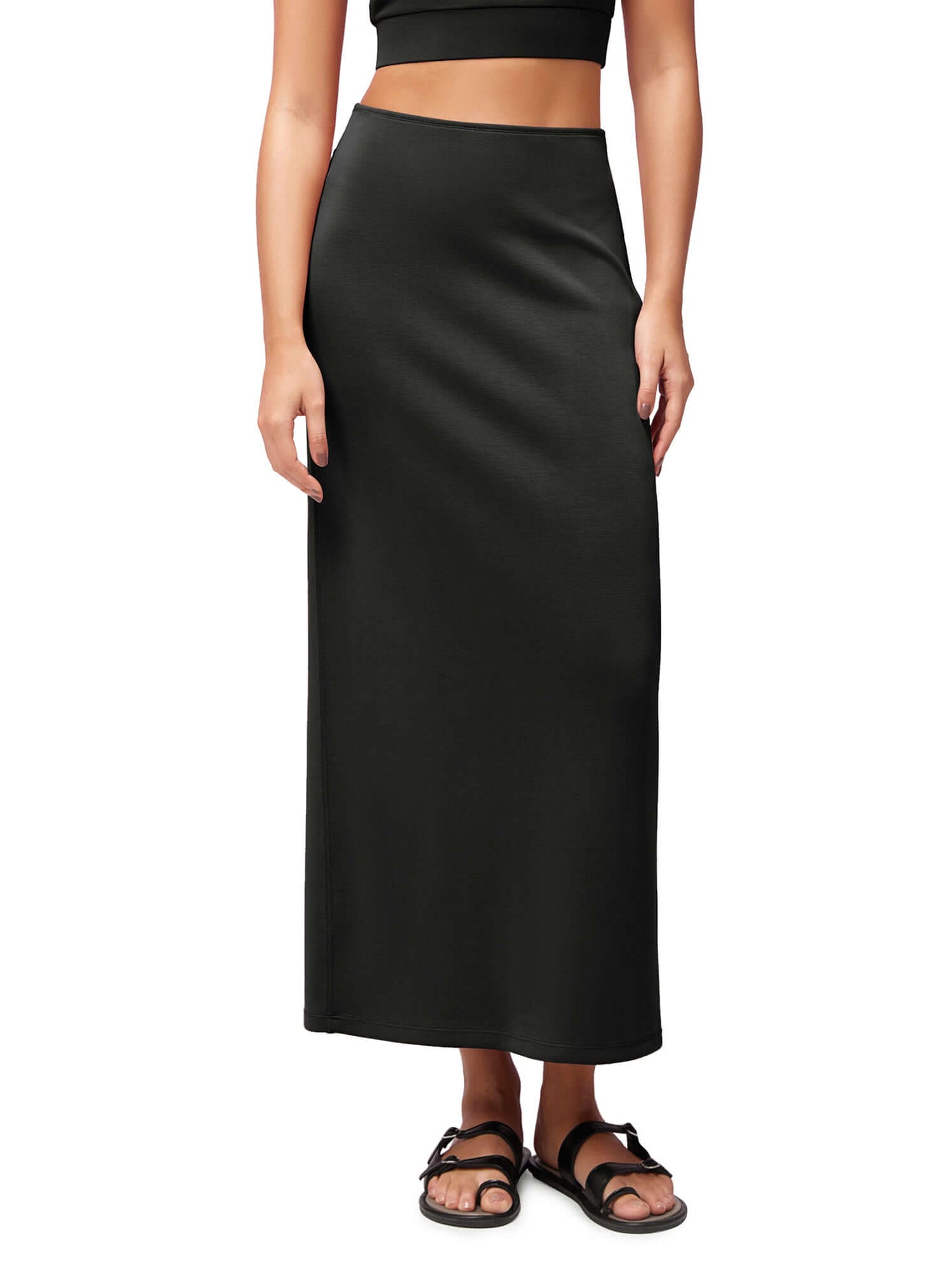 Modal Soft Back Slit Casual Maxi Skirts - ododos